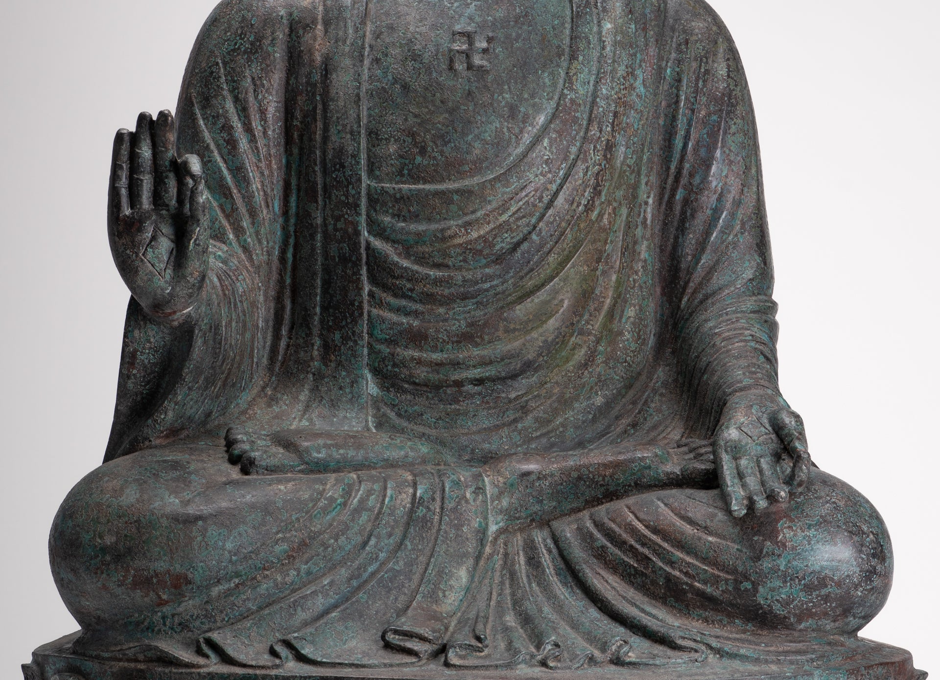 Masterpiece Antique Tibet Style Seated Teaching Buddha Statue - 88cm/35"