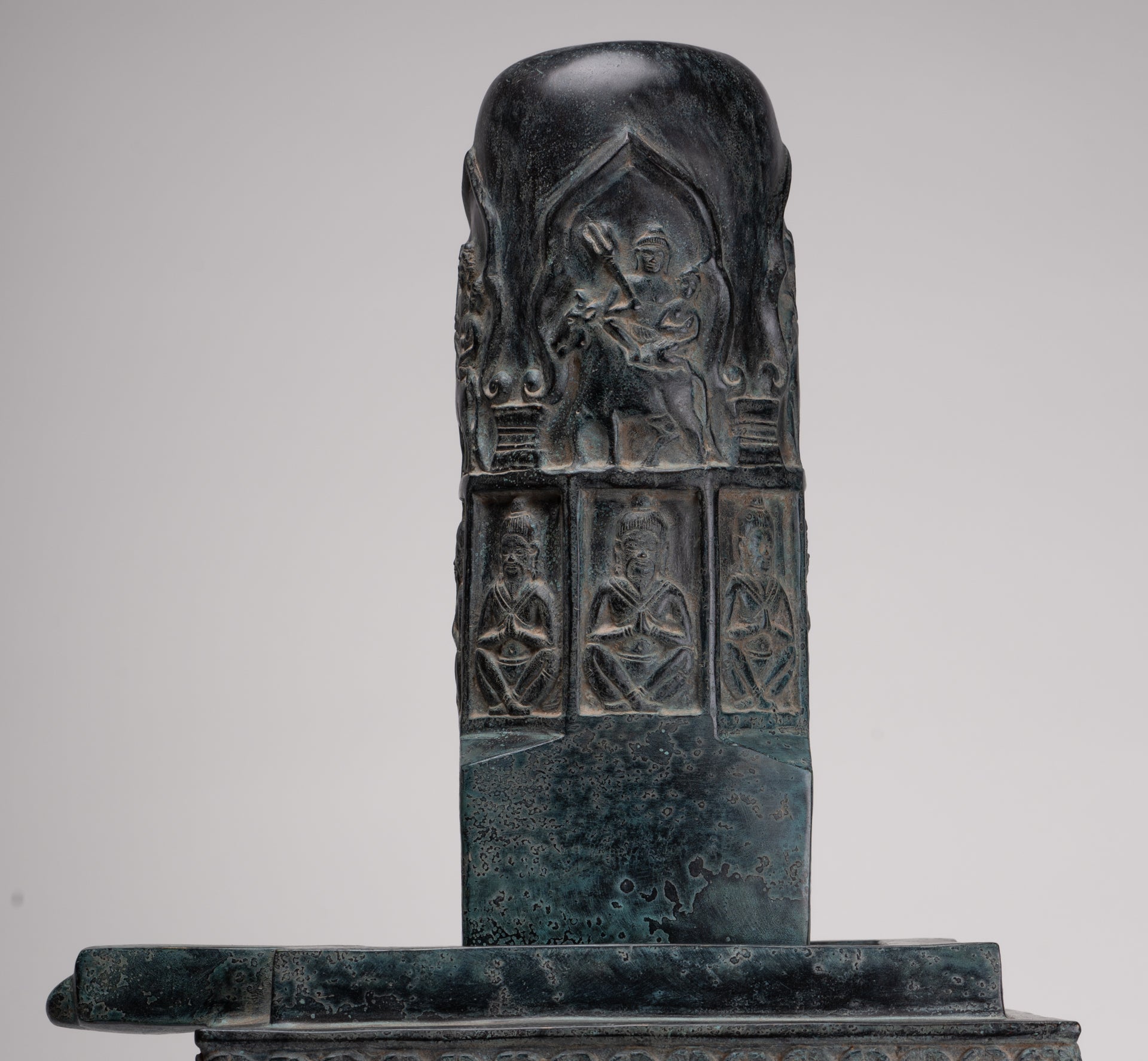 Large Linga Statue - Antique Khmer Style Bronze Linga / Lingnum & Yoni - 53cm/21"