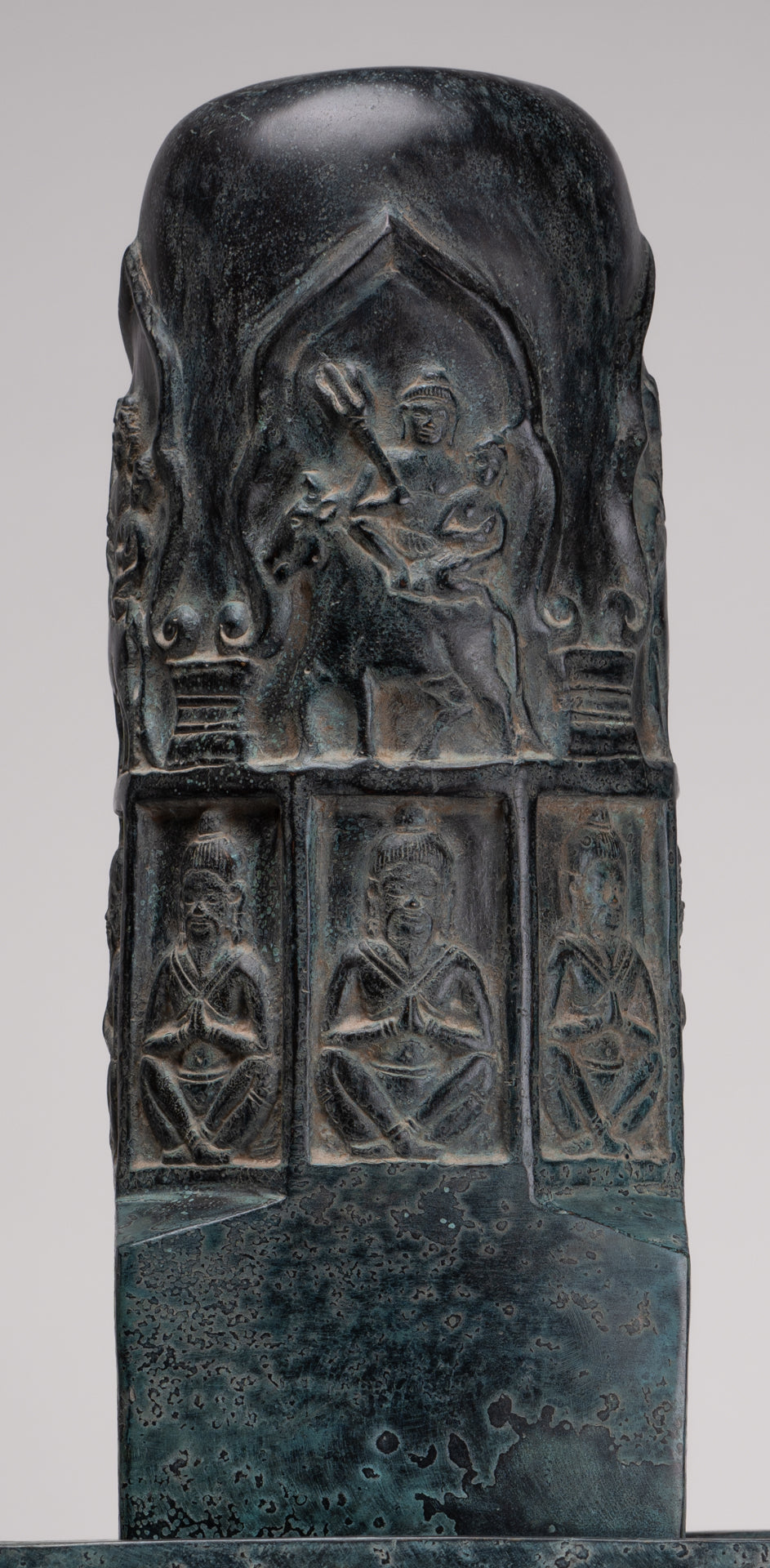 Large Linga Statue - Antique Khmer Style Bronze Linga / Lingnum & Yoni - 53cm/21"