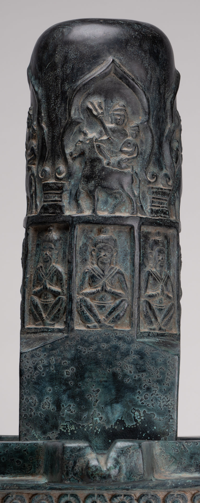 Large Linga Statue - Antique Khmer Style Bronze Linga / Lingnum & Yoni - 53cm/21"