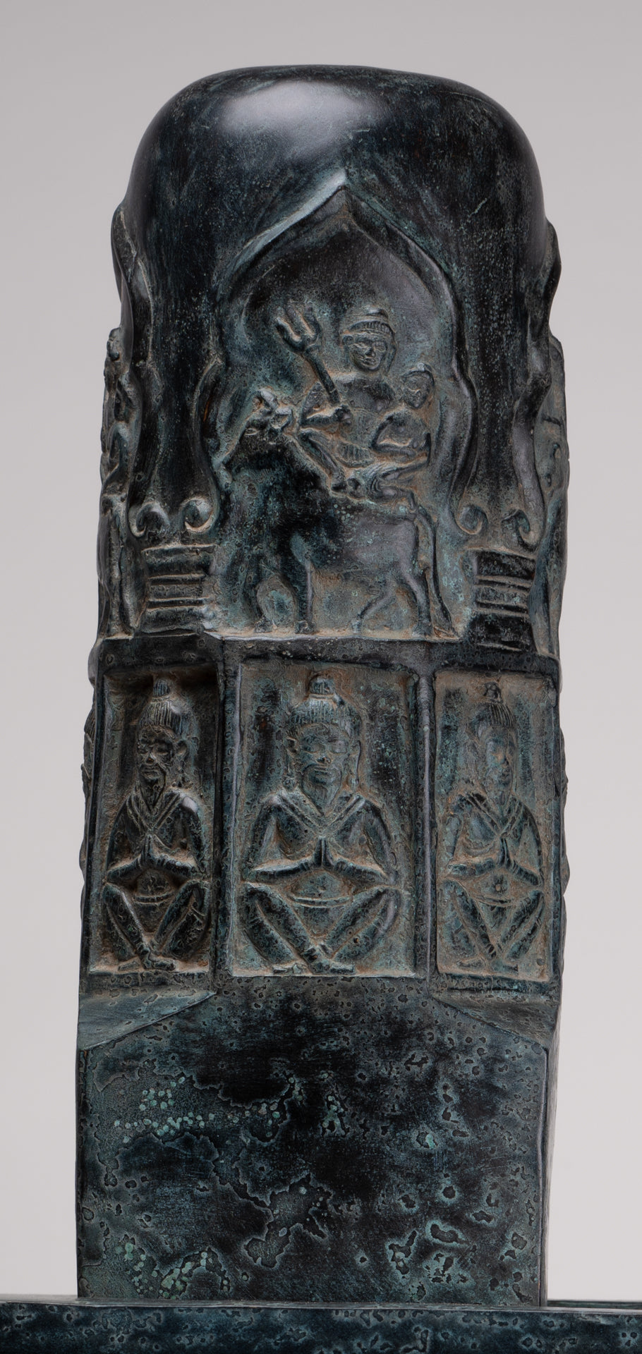 Large Linga Statue - Antique Khmer Style Bronze Linga / Lingnum & Yoni - 53cm/21"