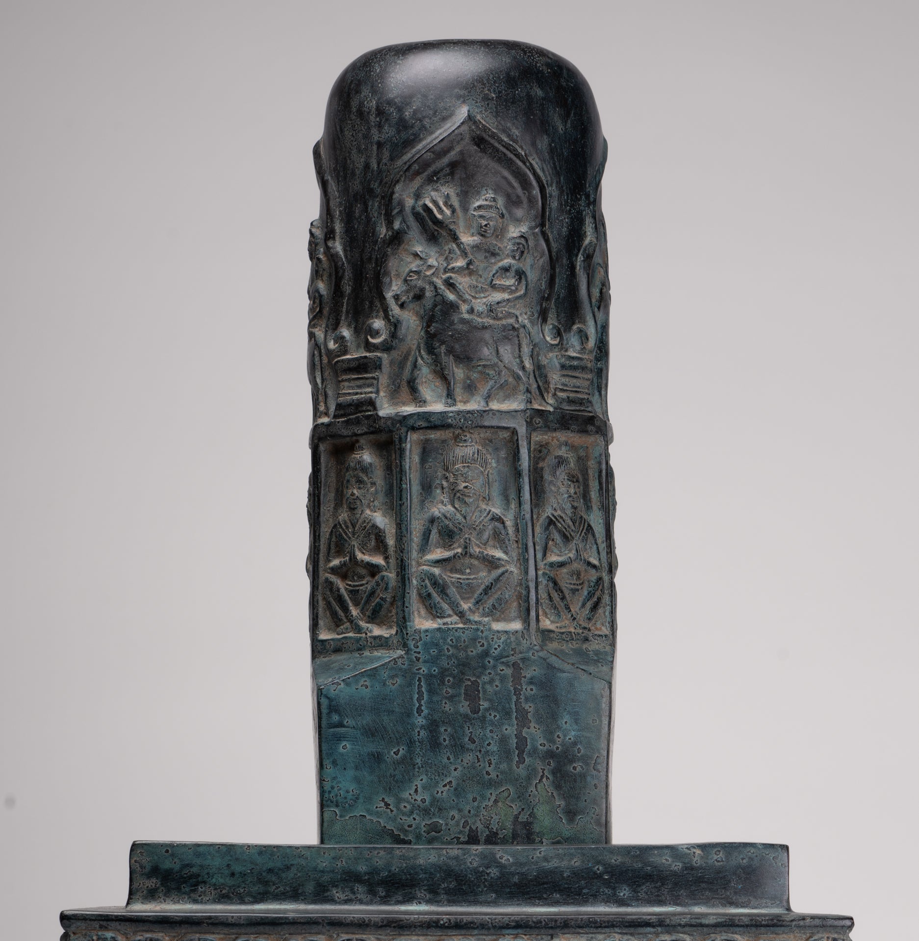 Large Linga Statue - Antique Khmer Style Bronze Linga / Lingnum & Yoni - 53cm/21"