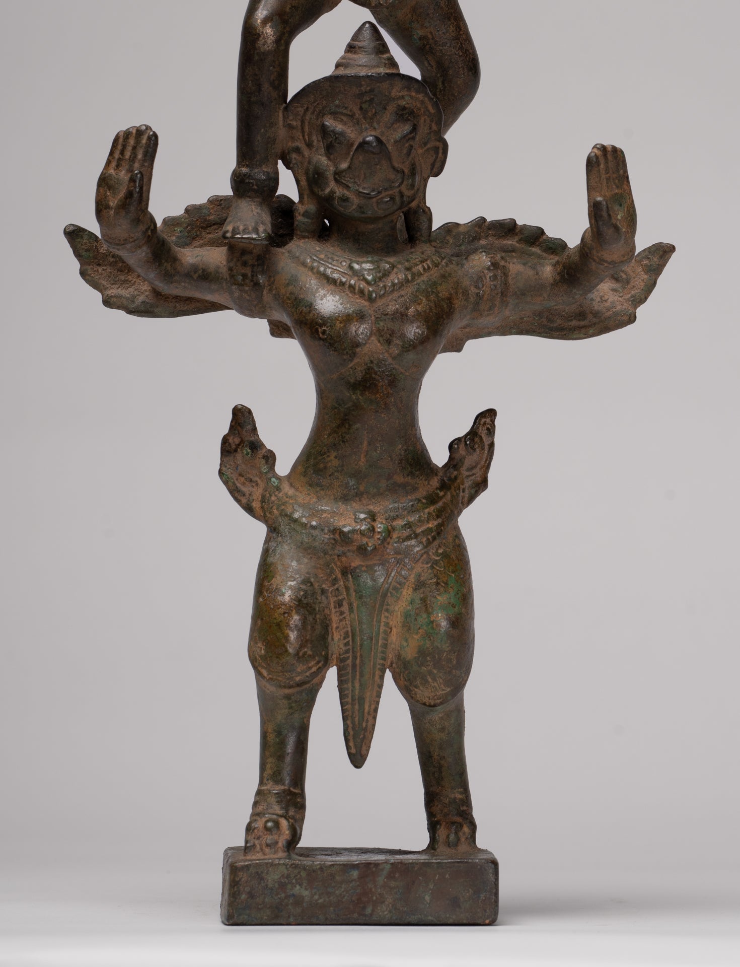 Masterpiece - Antique Khmer Style Bronze Khmer Baphuon Vishnu Statue Riding Garuda - 36cm/14"
