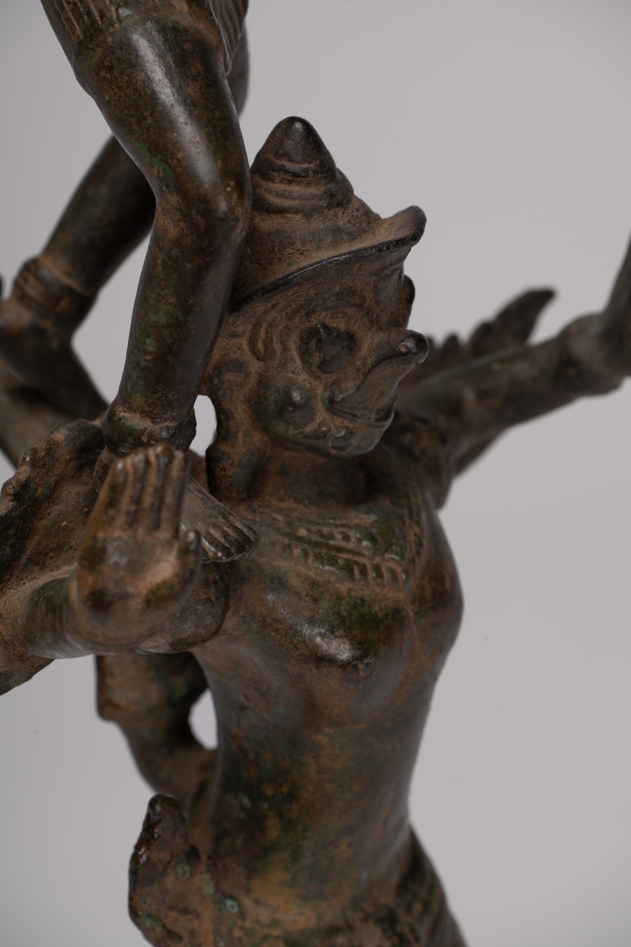 Masterpiece - Antique Khmer Style Bronze Khmer Baphuon Vishnu Statue Riding Garuda - 36cm/14"