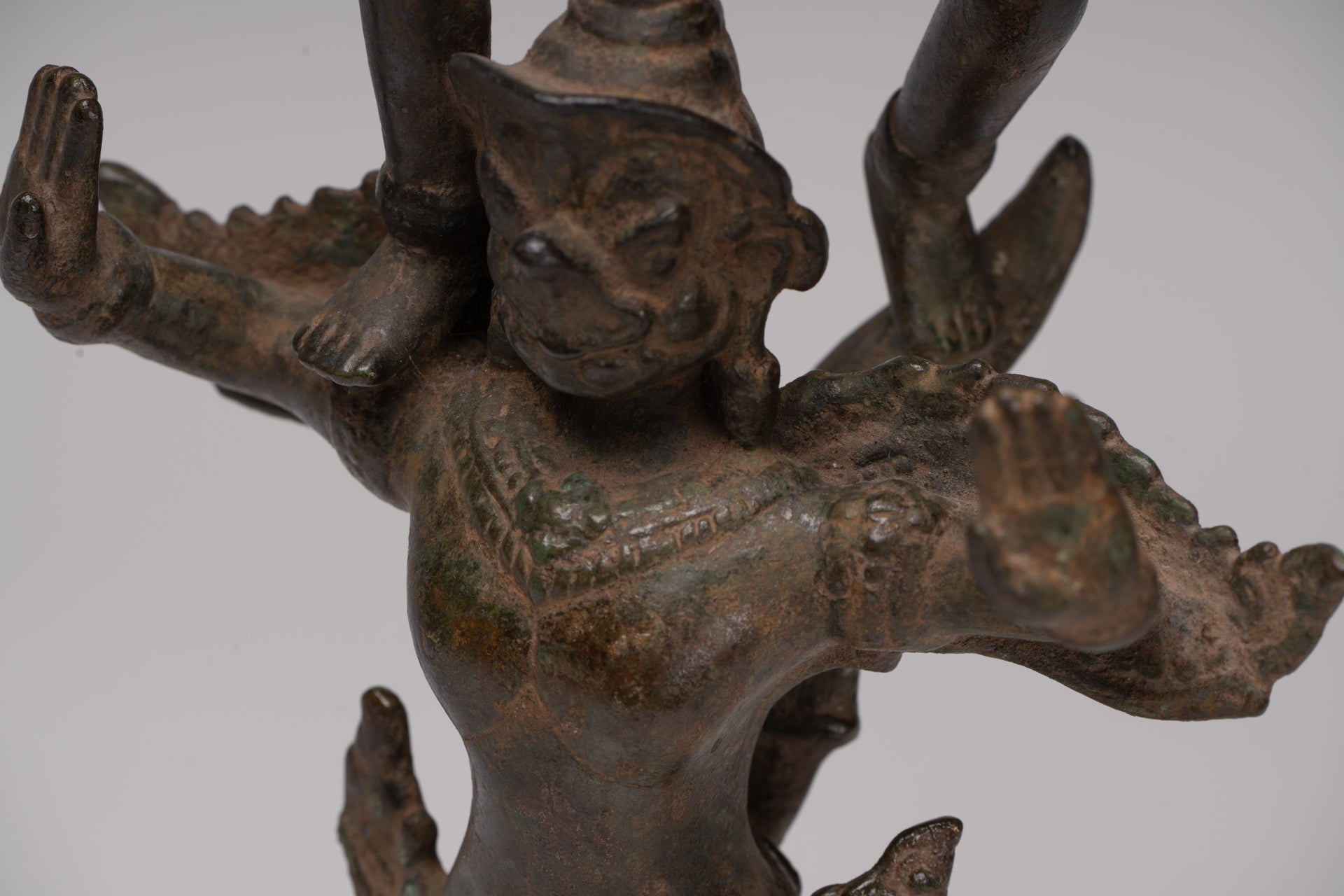 Masterpiece - Antique Khmer Style Bronze Khmer Baphuon Vishnu Statue Riding Garuda - 36cm/14"