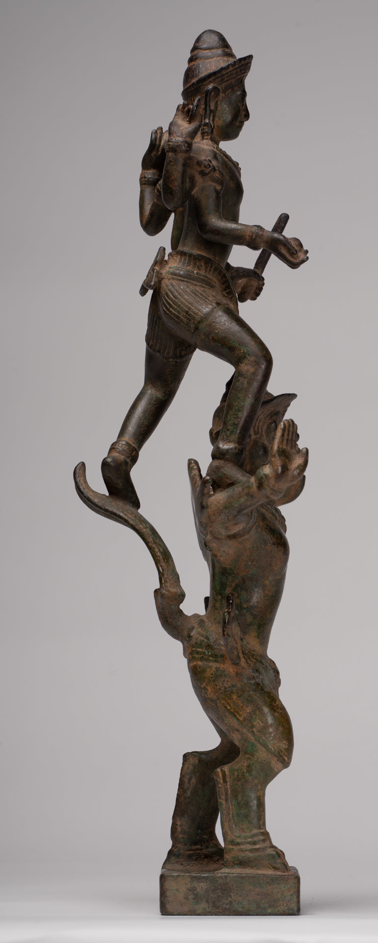 Masterpiece - Antique Khmer Style Bronze Khmer Baphuon Vishnu Statue Riding Garuda - 36cm/14"