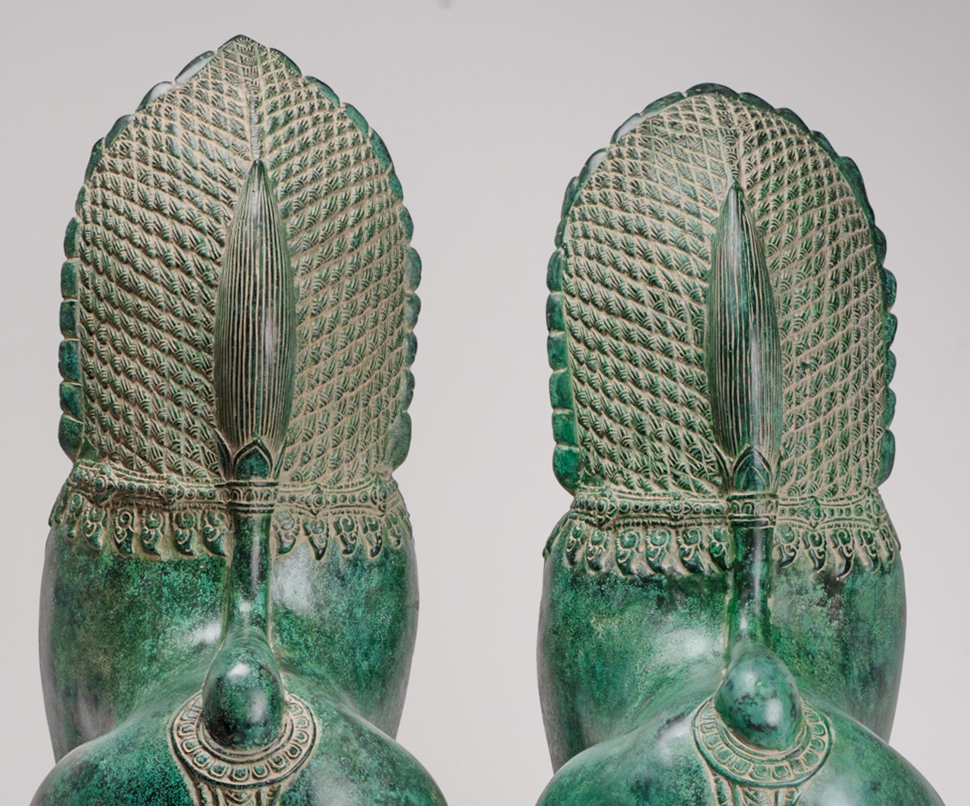 Temple Lions - Antique Khmer Style Bronze Temple Guardians or Lions (Pair) - 72cm/29"