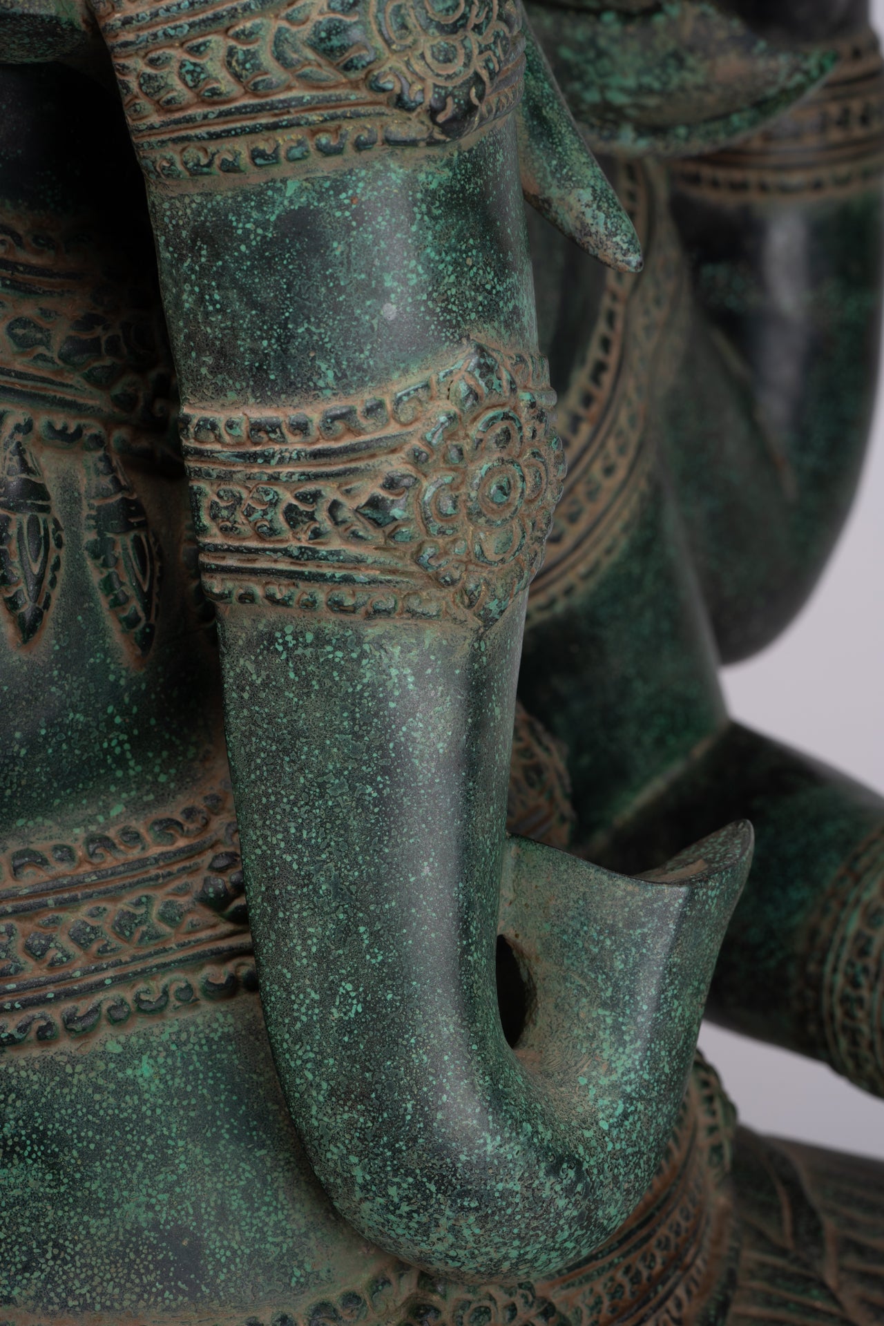 Large Ganesha Statue - Antique Khmer Style Angkor Wat Bronze Seated Four Arm Ganesh Statue - 74cm/30"