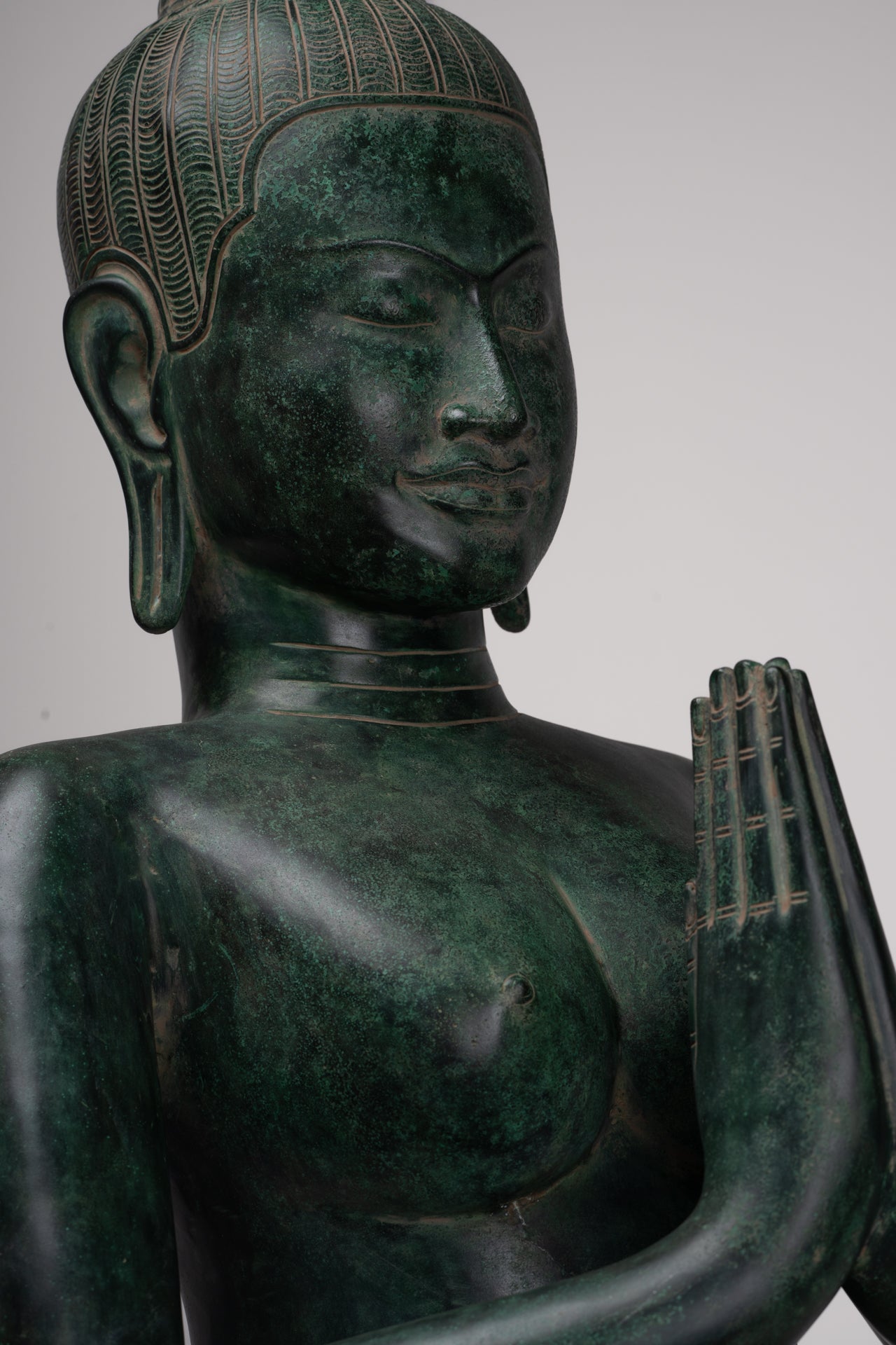 Deity Statue - Antique Khmer Style Bayon Prajnaparamita Statue / Goddess - 95cm/38"