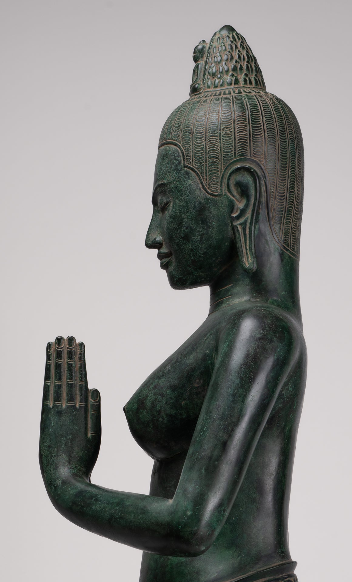 Deity Statue - Antique Khmer Style Bayon Prajnaparamita Statue / Goddess - 95cm/38"