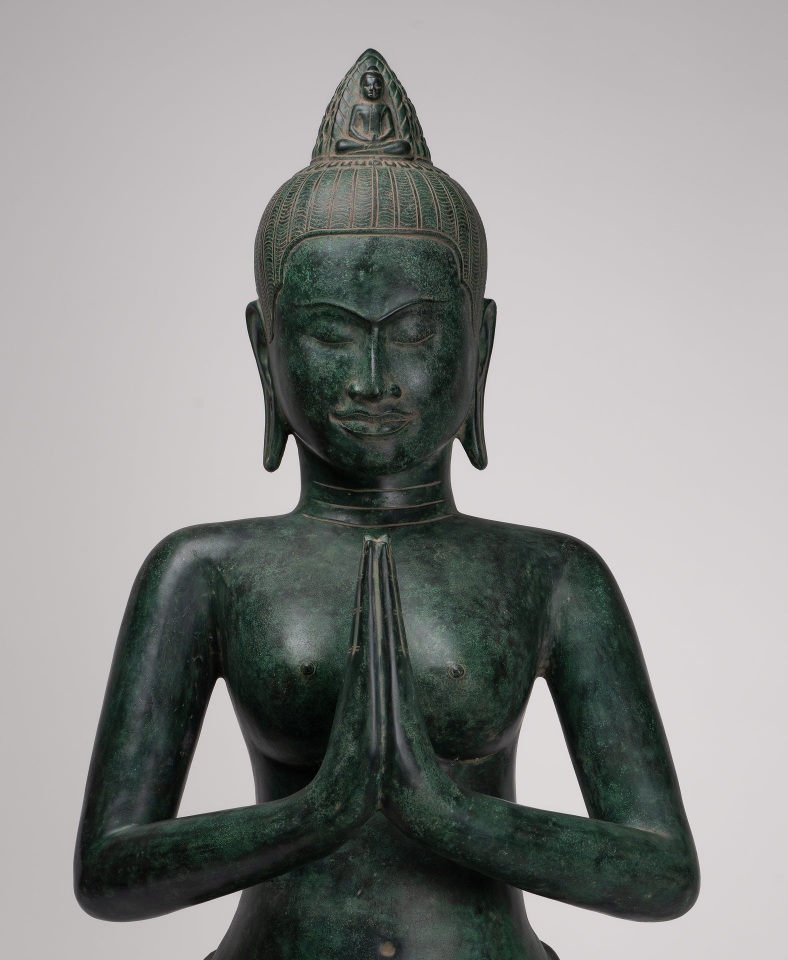 Deity Statue - Antique Khmer Style Bayon Prajnaparamita Statue / Goddess - 95cm/38"