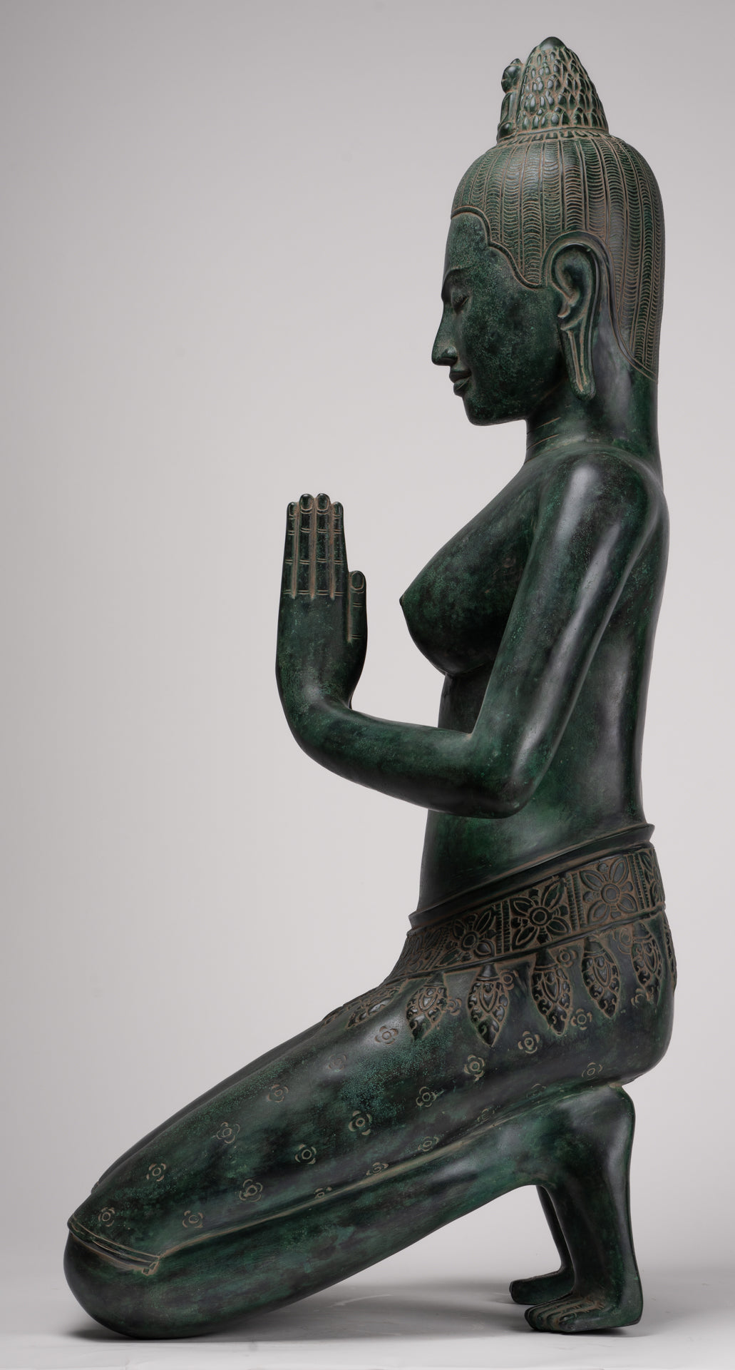 Deity Statue - Antique Khmer Style Bayon Prajnaparamita Statue / Goddess - 95cm/38"