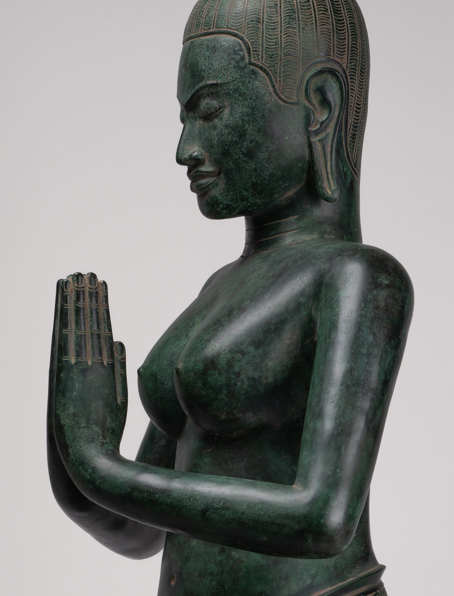 Deity Statue - Antique Khmer Style Bayon Prajnaparamita Statue / Goddess - 95cm/38"