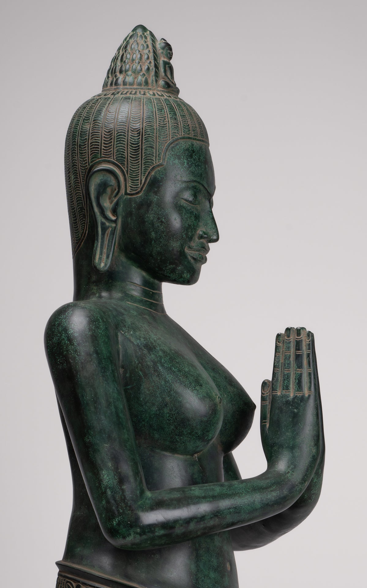 Deity Statue - Antique Khmer Style Bayon Prajnaparamita Statue / Goddess - 95cm/38"