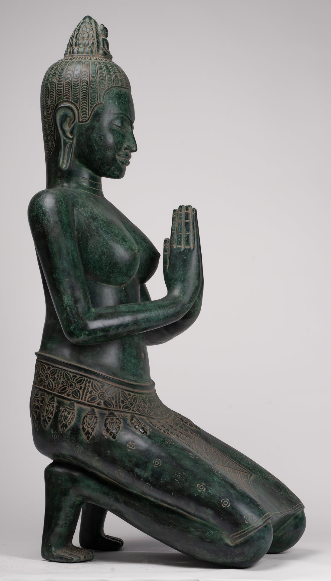 Deity Statue - Antique Khmer Style Bayon Prajnaparamita Statue / Goddess - 95cm/38"