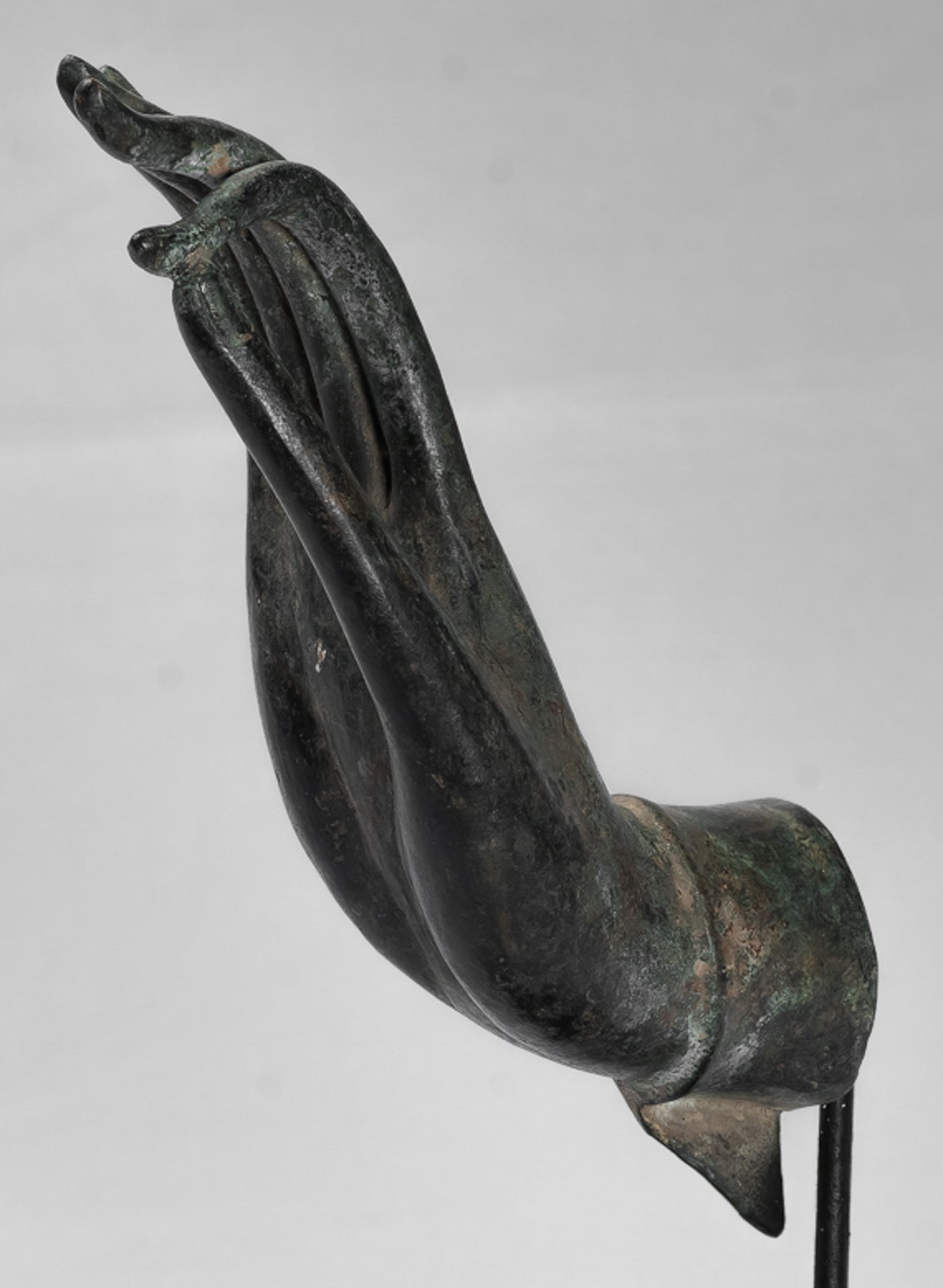 Mounted Antique Thai Style Southeast Asia Bronze Thai Teaching Hand - 29cm/12"