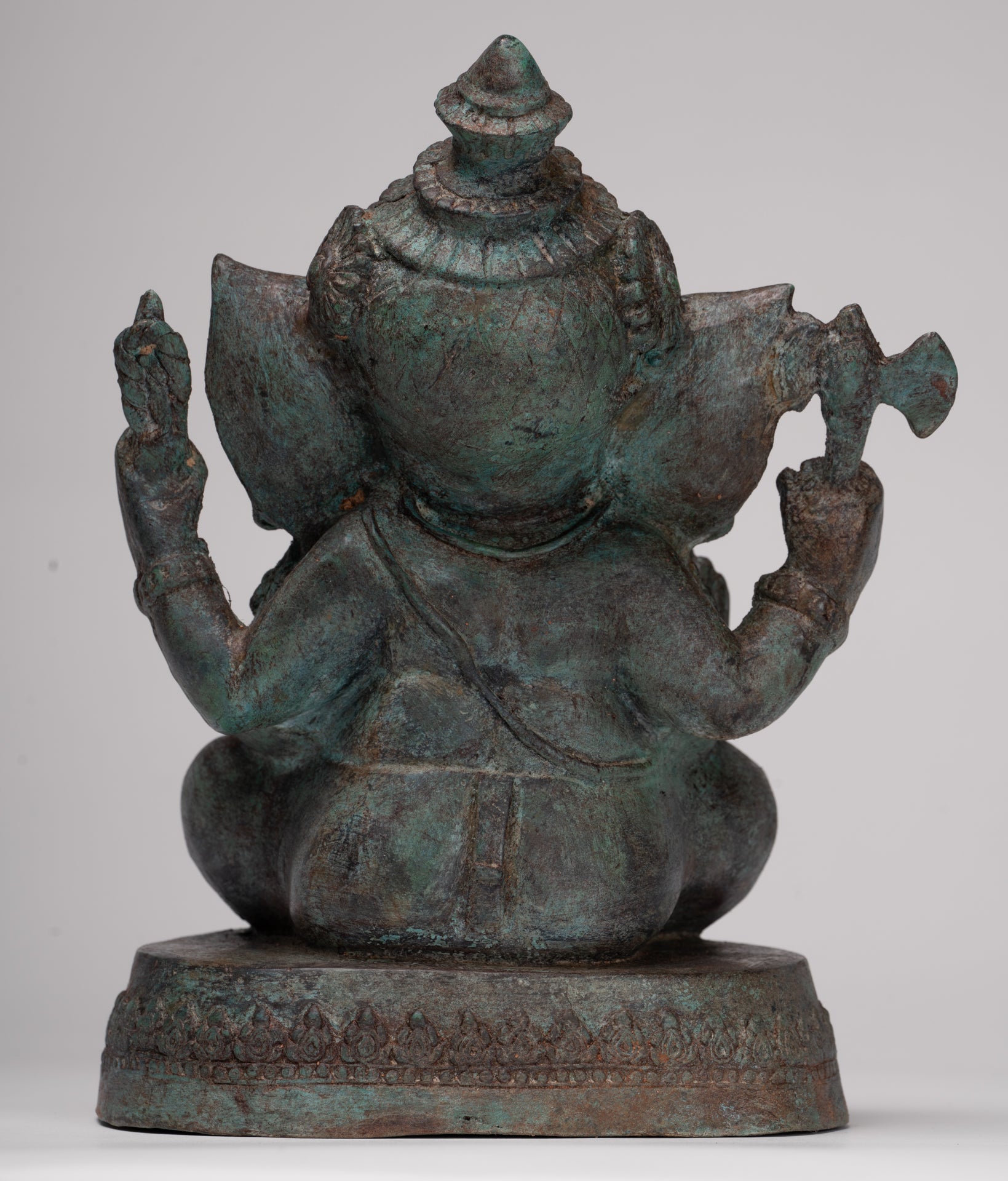 Ganesh - Antique Thai Style Bronze Seated Ganesha - 23cm/9"