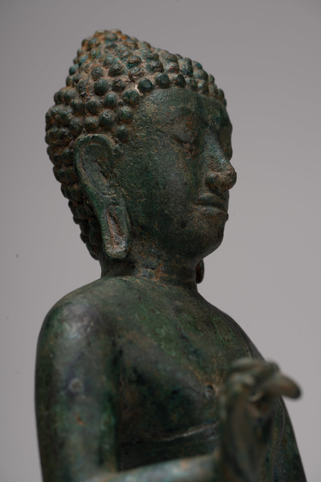 Buddha Statue - Antique Thai Style Standing Bronze Mon Dvaravati Teaching Buddha Statue - 35cm/14"