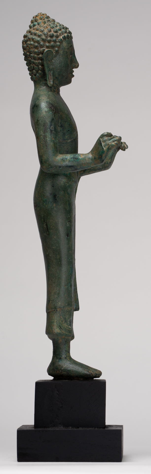 Buddha Statue - Antique Thai Style Standing Bronze Mon Dvaravati Teaching Buddha Statue - 35cm/14"