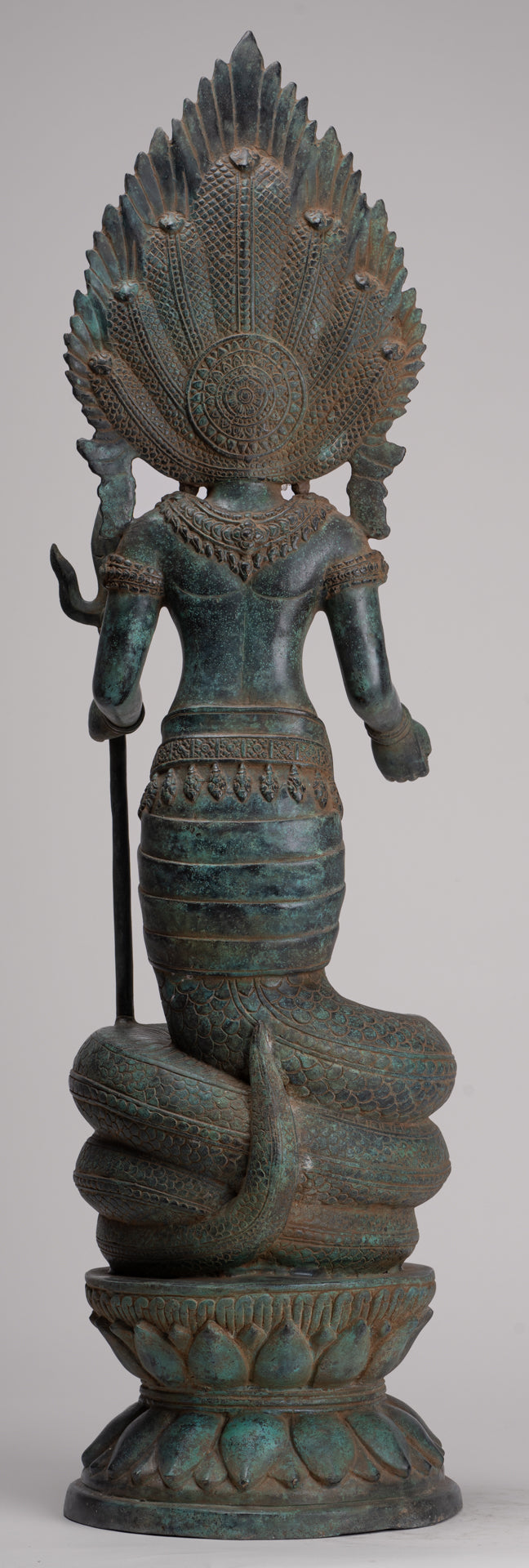 Naga Statue - Antique Khmer Style Bronze Protective 'Kaundinya I' Consort of Queen Soma - Naga, Snake or Serpent Statue - 77cm/31"