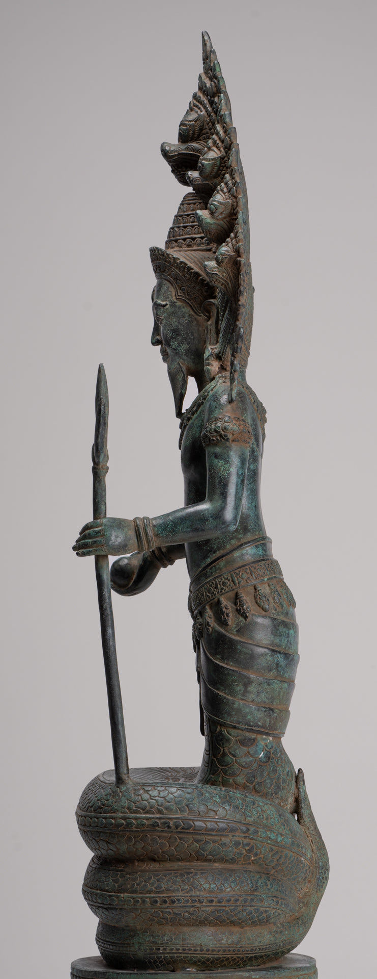Naga Statue - Antique Khmer Style Bronze Protective 'Kaundinya I' Consort of Queen Soma - Naga, Snake or Serpent Statue - 77cm/31"
