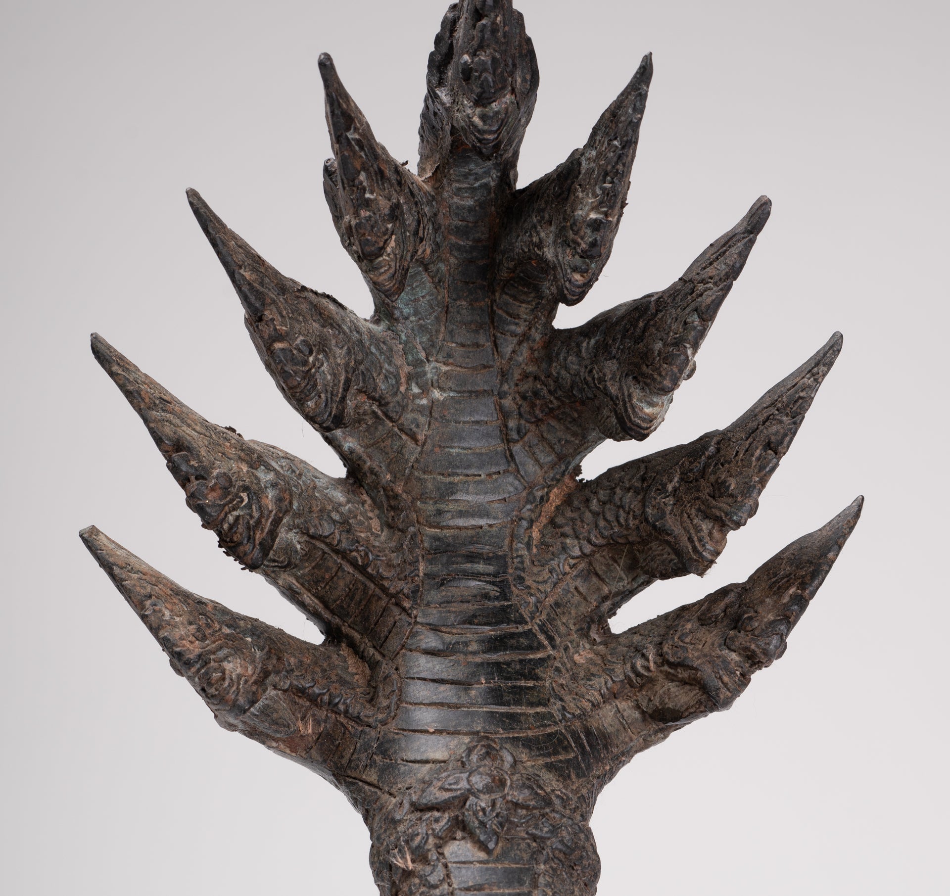 Antique Thai Style Bronze Nine Head Protective Naga, Snake or Serpent Statue - 35cm/14"