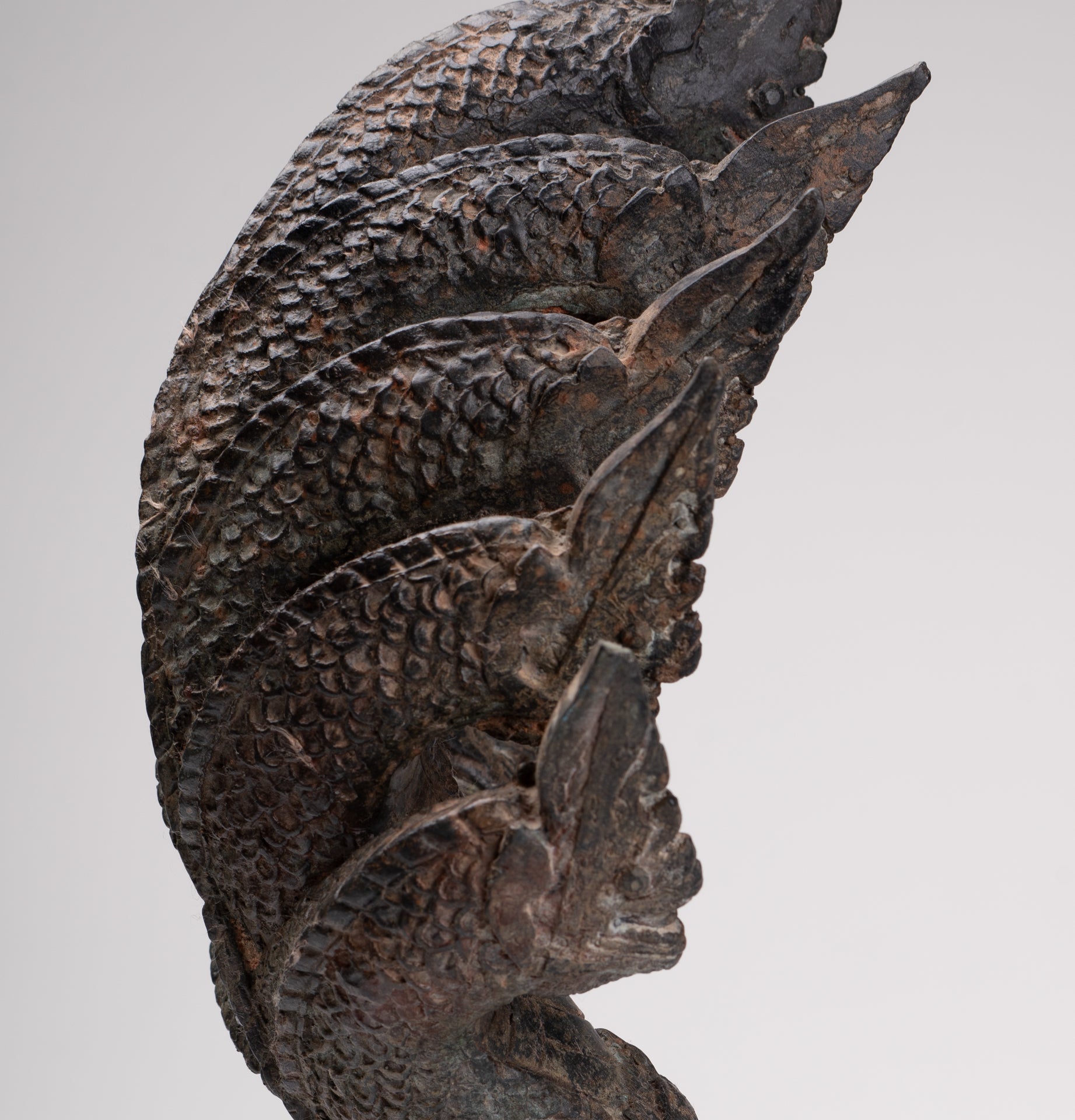 Antique Thai Style Bronze Nine Head Protective Naga, Snake or Serpent Statue - 35cm/14"