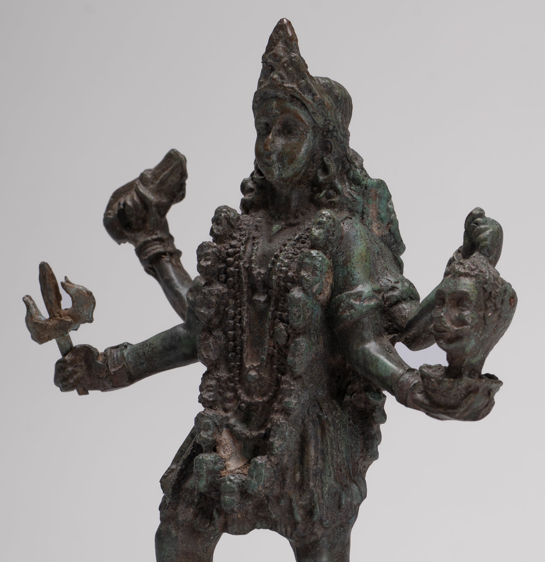Kali Statue - Antique Indian Style Standing Bronze Kali or Mahakali Statue - 19cm/8"