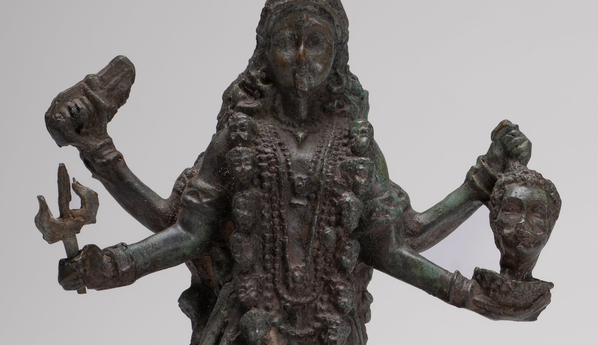 Kali Statue - Antique Indian Style Standing Bronze Kali or Mahakali Statue - 19cm/8"