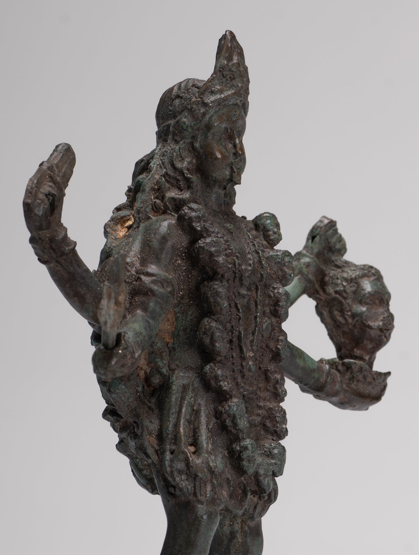 Kali Statue - Antique Indian Style Standing Bronze Kali or Mahakali Statue - 19cm/8"