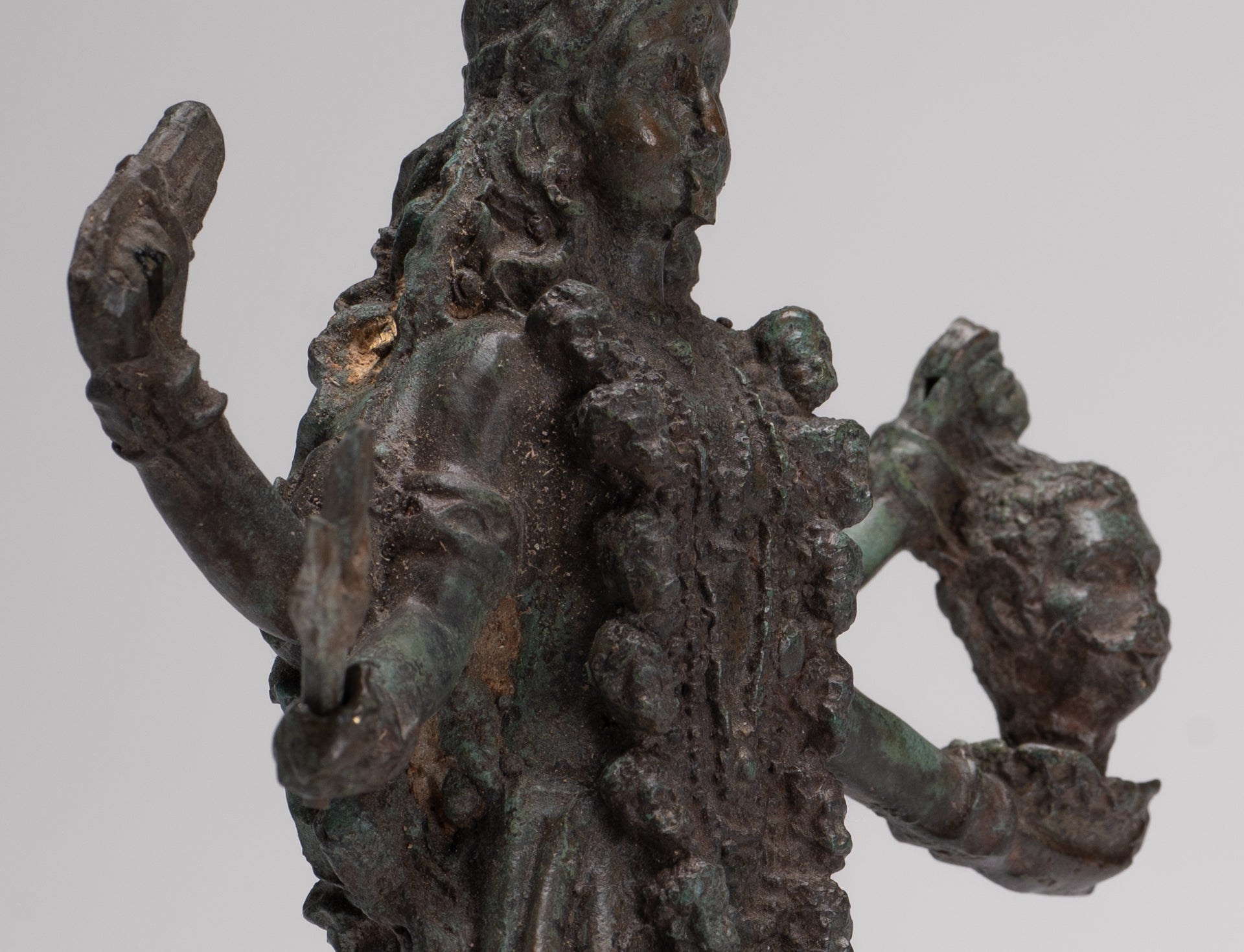 Kali Statue - Antique Indian Style Standing Bronze Kali or Mahakali Statue - 19cm/8"