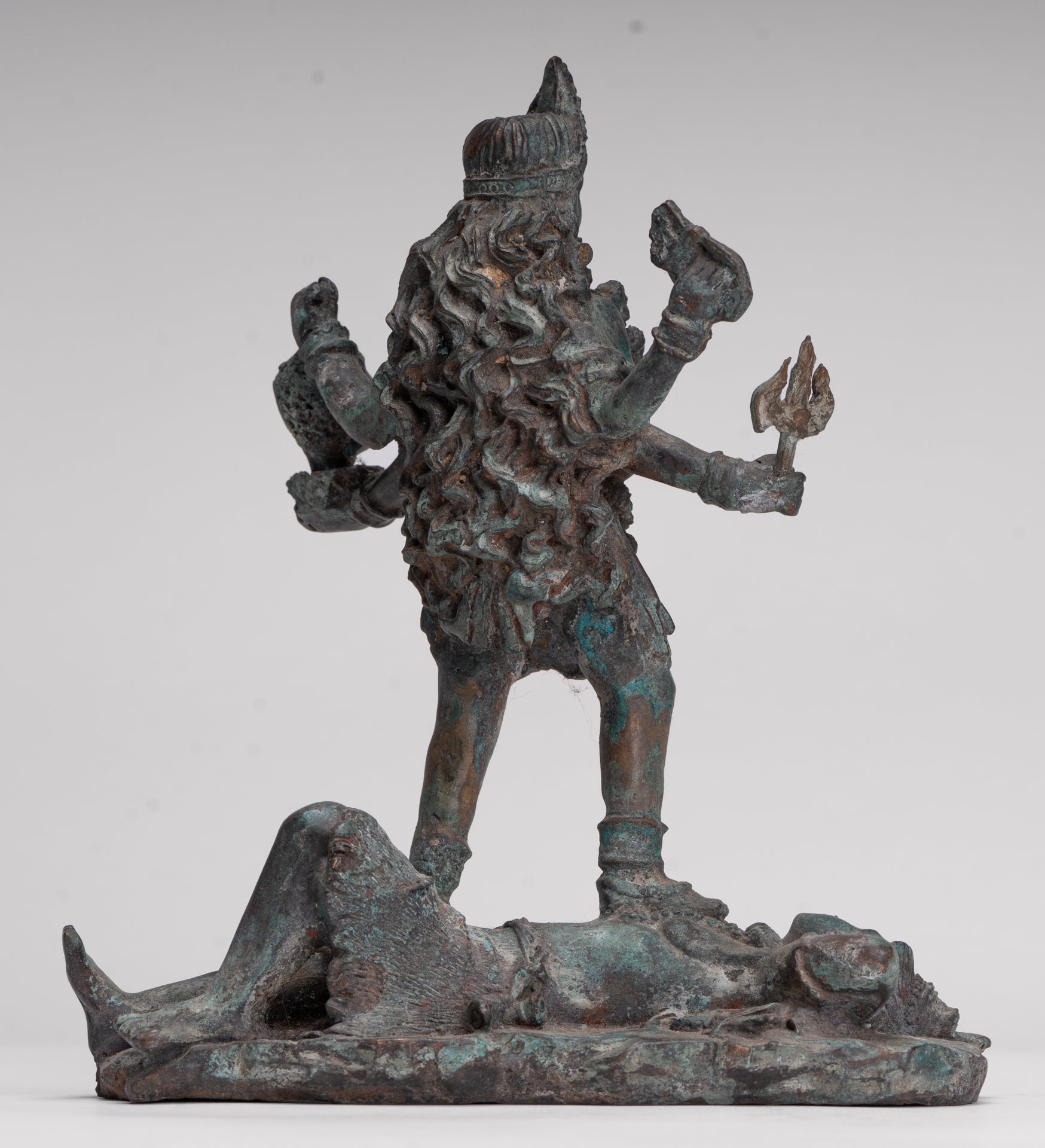 Kali Statue - Antique Indian Style Standing Bronze Kali or Mahakali Statue - 20cm/8"
