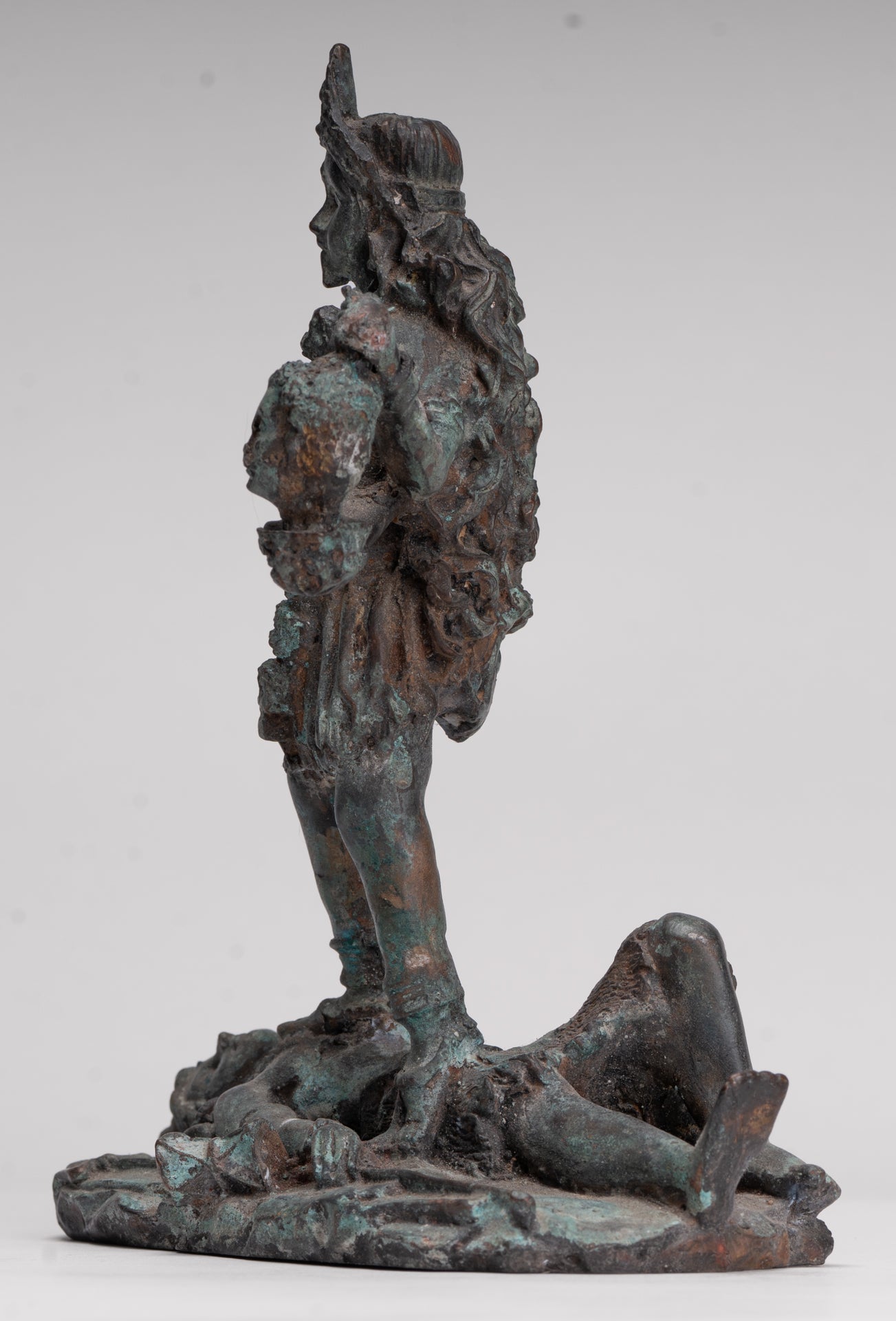 Kali Statue - Antique Indian Style Standing Bronze Kali or Mahakali Statue - 20cm/8"