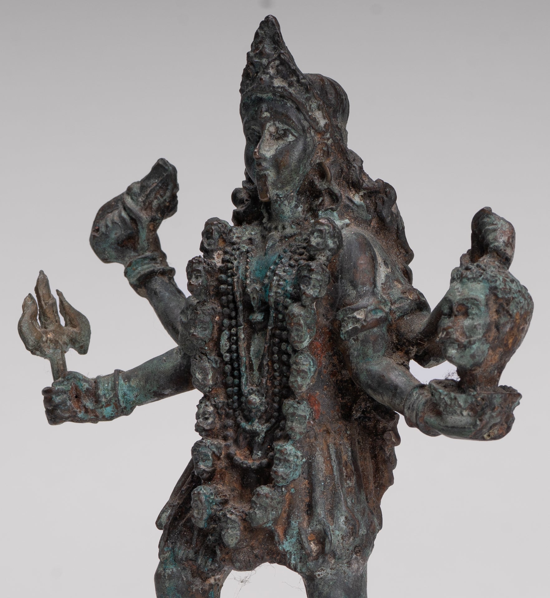 Kali Statue - Antique Indian Style Standing Bronze Kali or Mahakali Statue - 20cm/8"