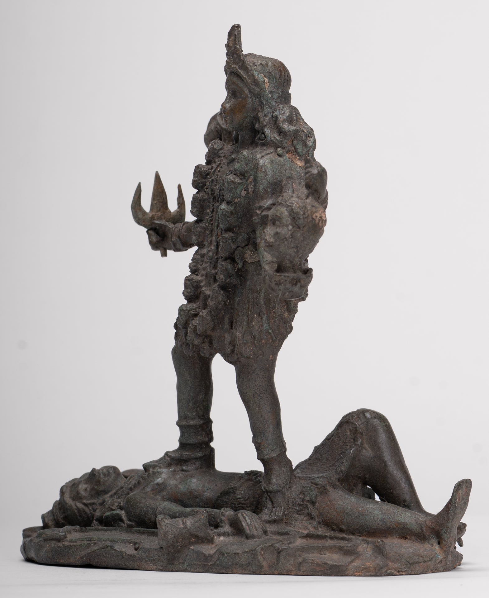 Kali Statue - Antique Indian Style Standing Bronze Kali or Mahakali Statue - 19cm/8"