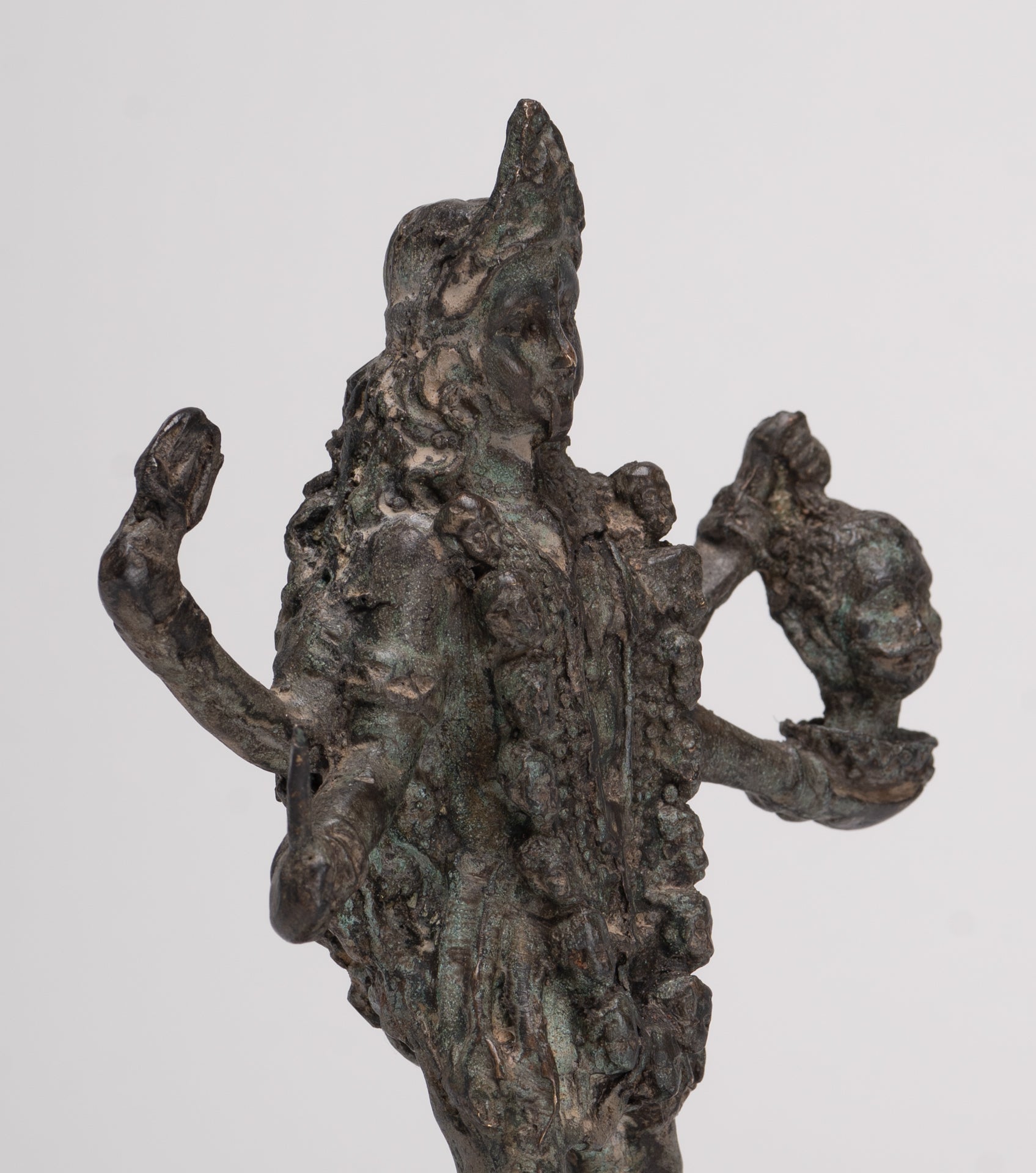 Antique Indian Style Standing Bronze Kali or Mahakali Statue - 19cm/8"