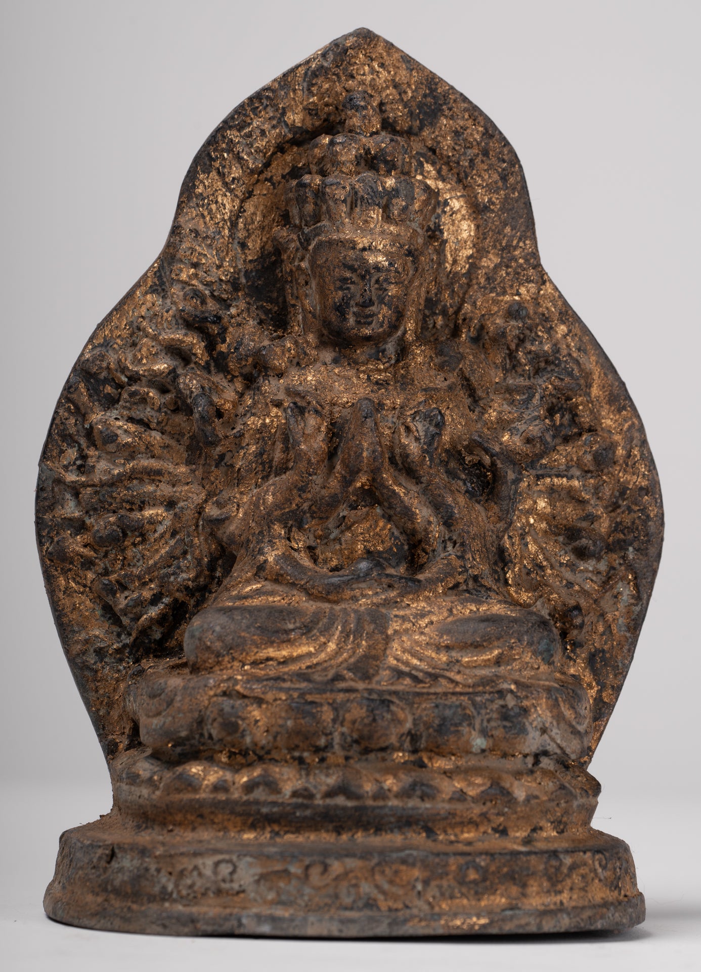 Bodhisattva Statue - Antique Khmer Style 1000 Arm Avaloketishvara Bodhisattva Statue - 17.5cm/7"