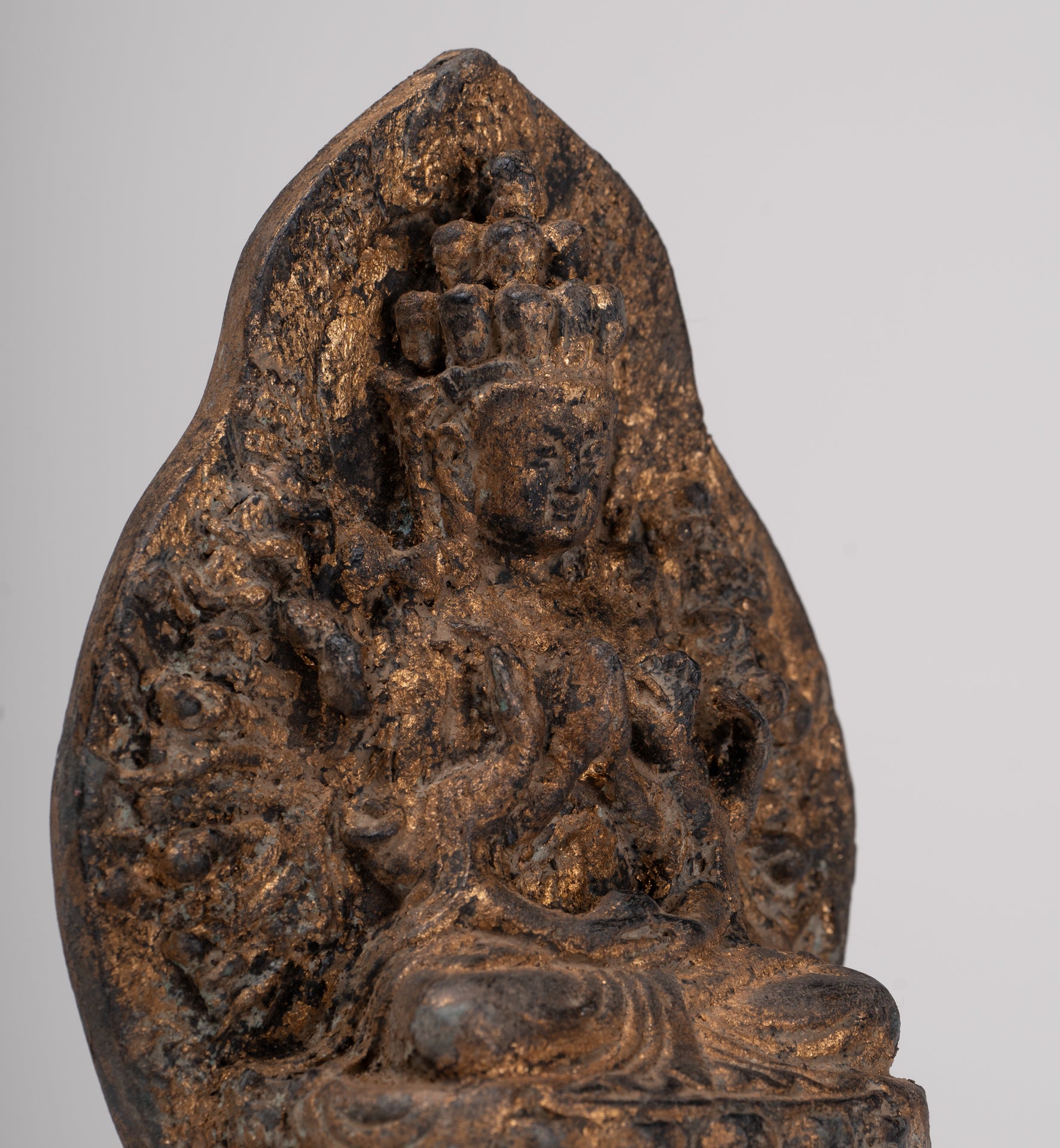 Bodhisattva Statue - Antique Khmer Style 1000 Arm Avaloketishvara Bodhisattva Statue - 17.5cm/7"