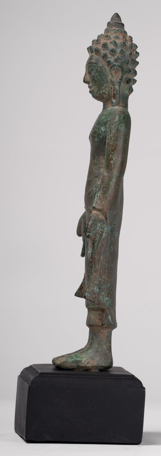 Buddha Statue - Antique Khmer Style Mounted Bronze Phnom Da Standing Buddha Statue - 31cm/12"