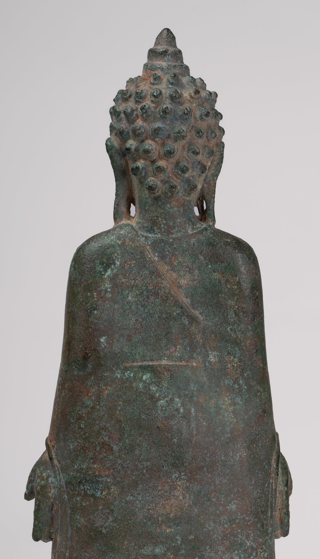 Buddha Statue - Antique Khmer Style Mounted Bronze Phnom Da Standing Buddha Statue - 31cm/12"