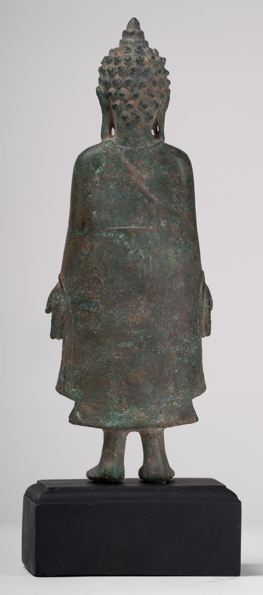 Buddha Statue - Antique Khmer Style Mounted Bronze Phnom Da Standing Buddha Statue - 31cm/12"