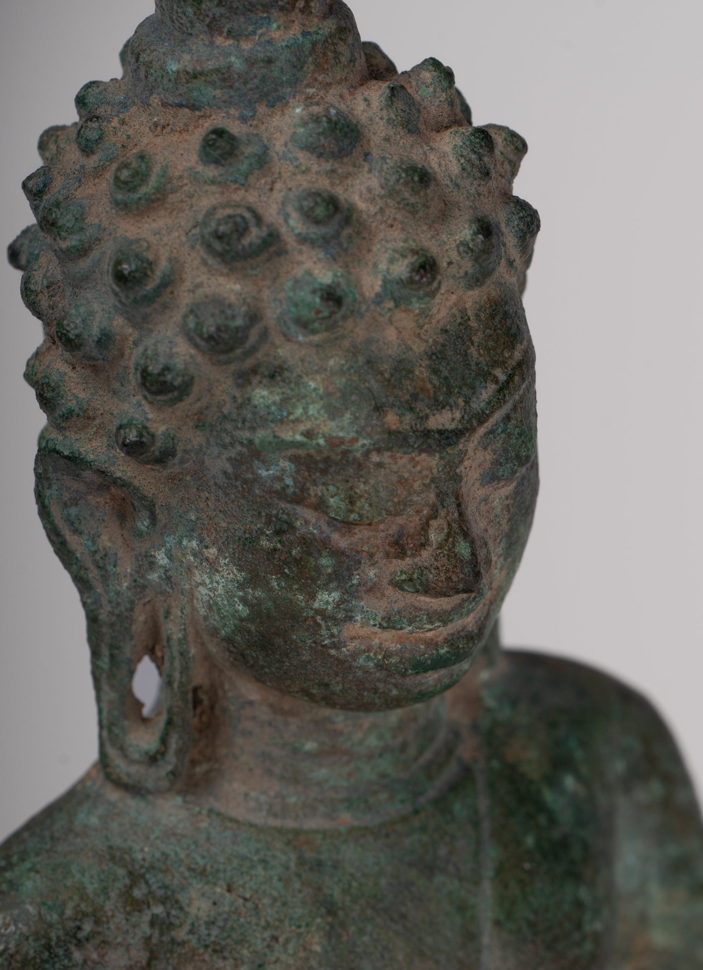 Buddha Statue - Antique Khmer Style Mounted Bronze Phnom Da Standing Buddha Statue - 31cm/12"