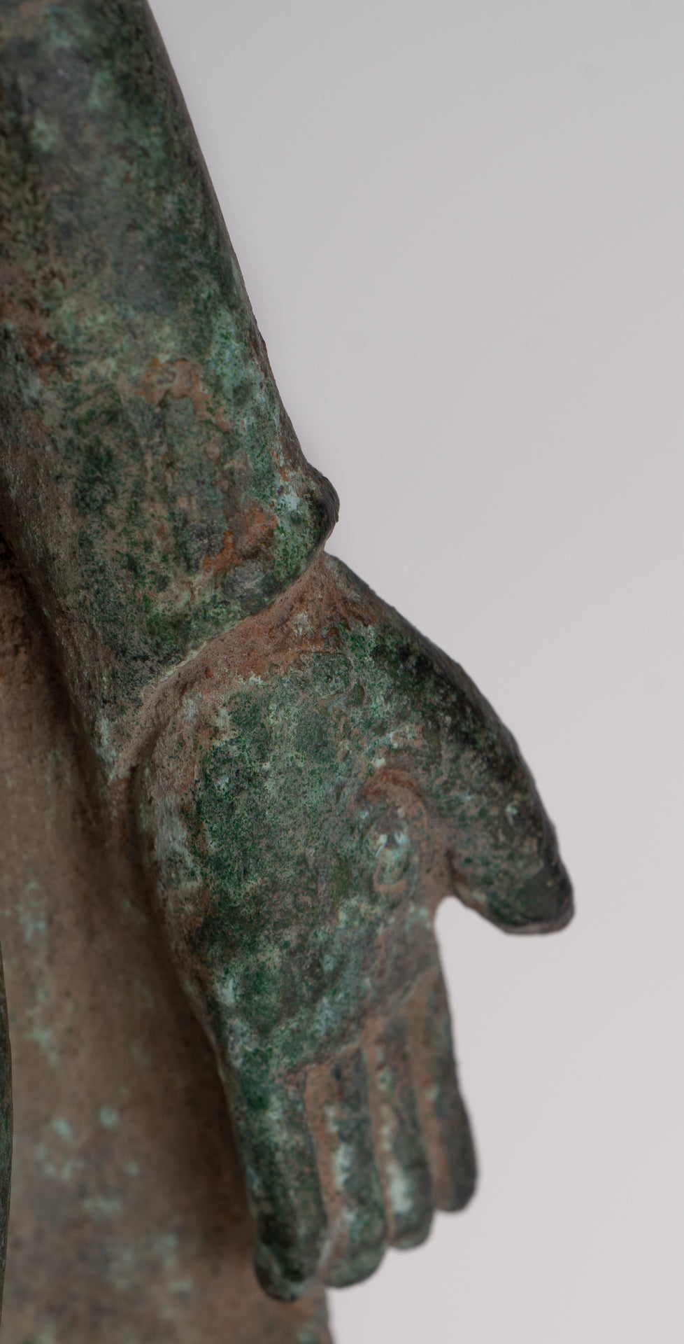 Buddha Statue - Antique Khmer Style Mounted Bronze Phnom Da Standing Buddha Statue - 31cm/12"