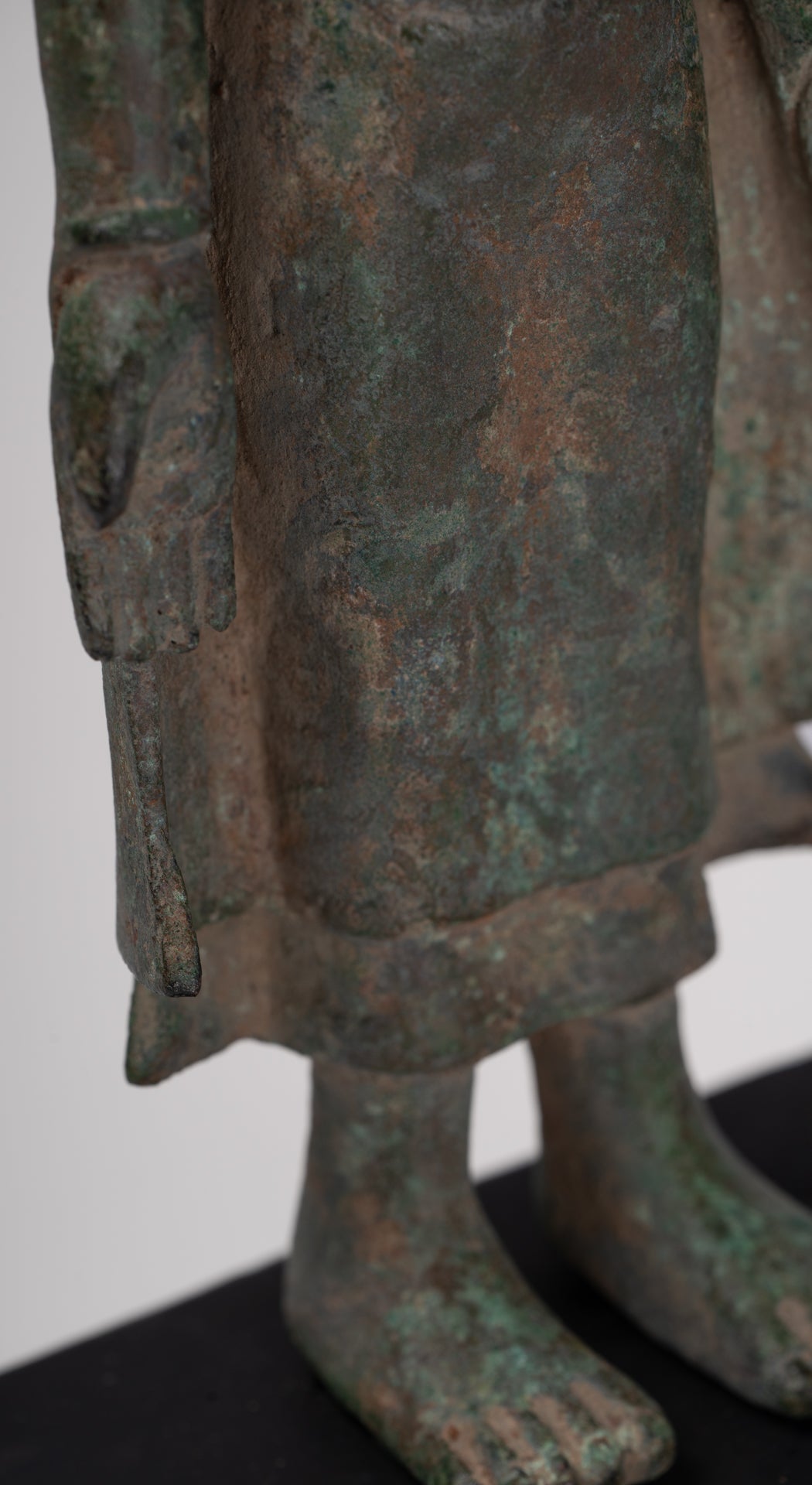 Buddha Statue - Antique Khmer Style Mounted Bronze Phnom Da Standing Buddha Statue - 31cm/12"