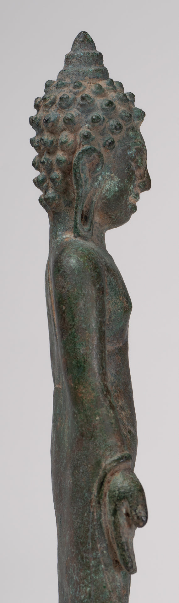 Buddha Statue - Antique Khmer Style Mounted Bronze Phnom Da Standing Buddha Statue - 31cm/12"