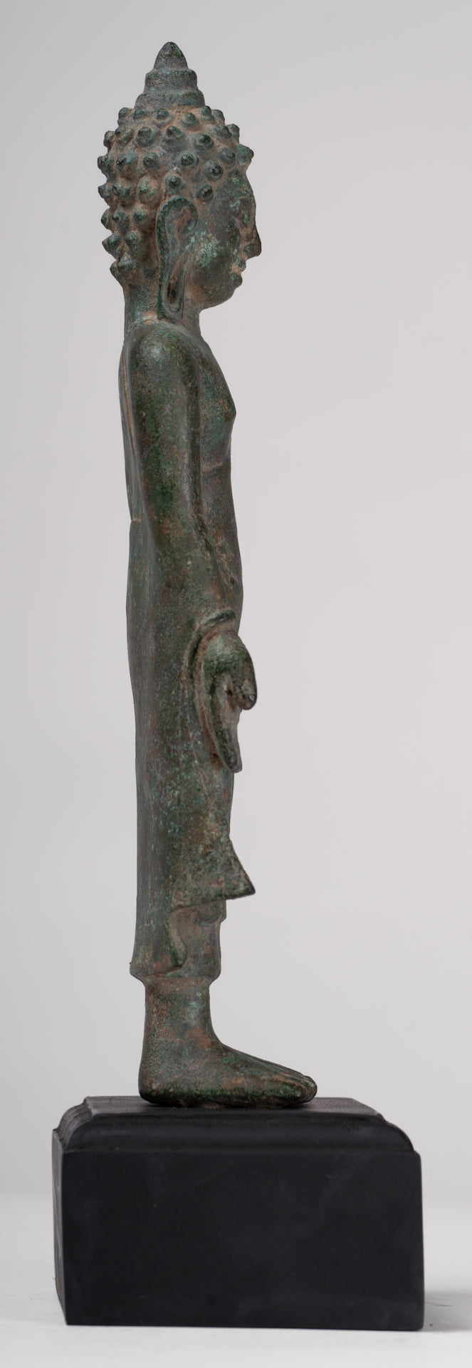 Buddha Statue - Antique Khmer Style Mounted Bronze Phnom Da Standing Buddha Statue - 31cm/12"