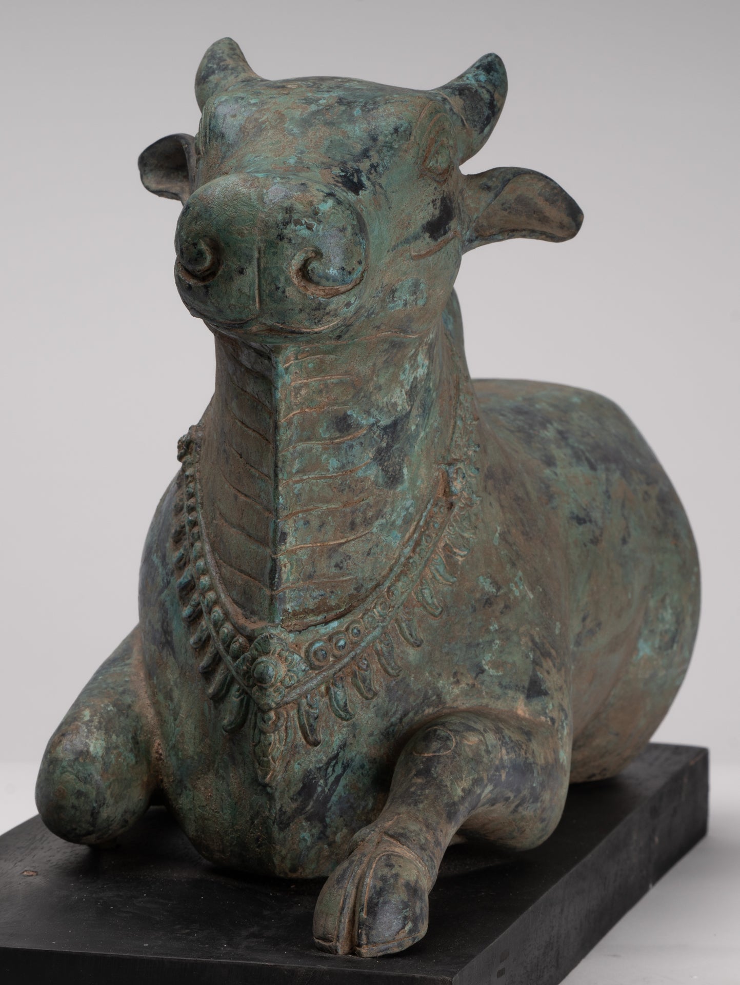 Antique Khmer Style Bronze Nandi Statue - Mount of Shiva - 52cm/21" Long