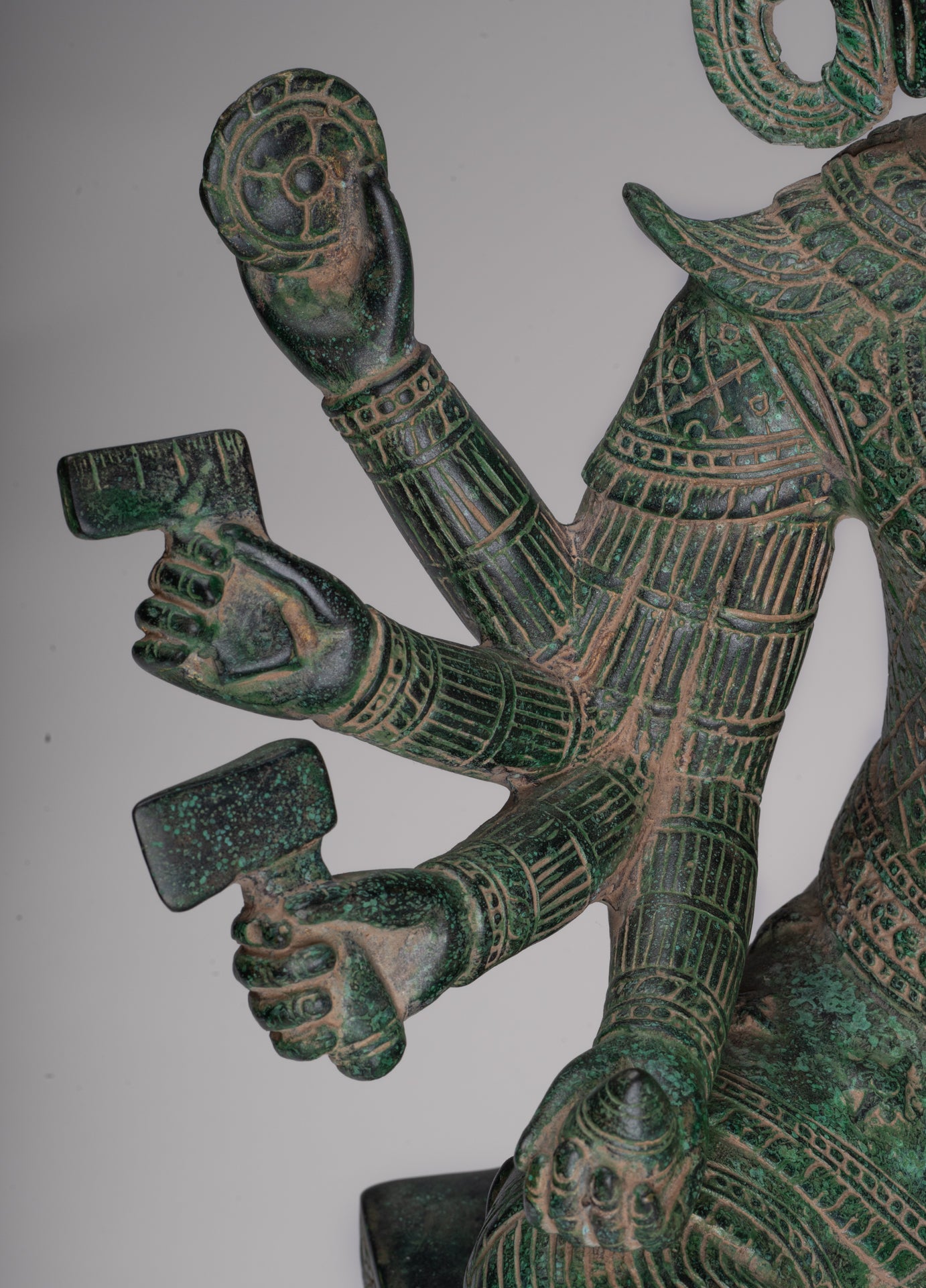 Antique Khmer Style Bronze Seated Vishvakarman Statue - Divine Architect - 59cm/24"