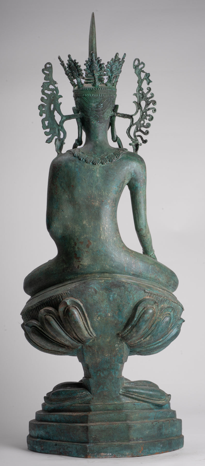 Large Buddha Statue - Antique Burmese Style Bronze Shan Enlightenment Seated Buddha Statue - 103cm/41"