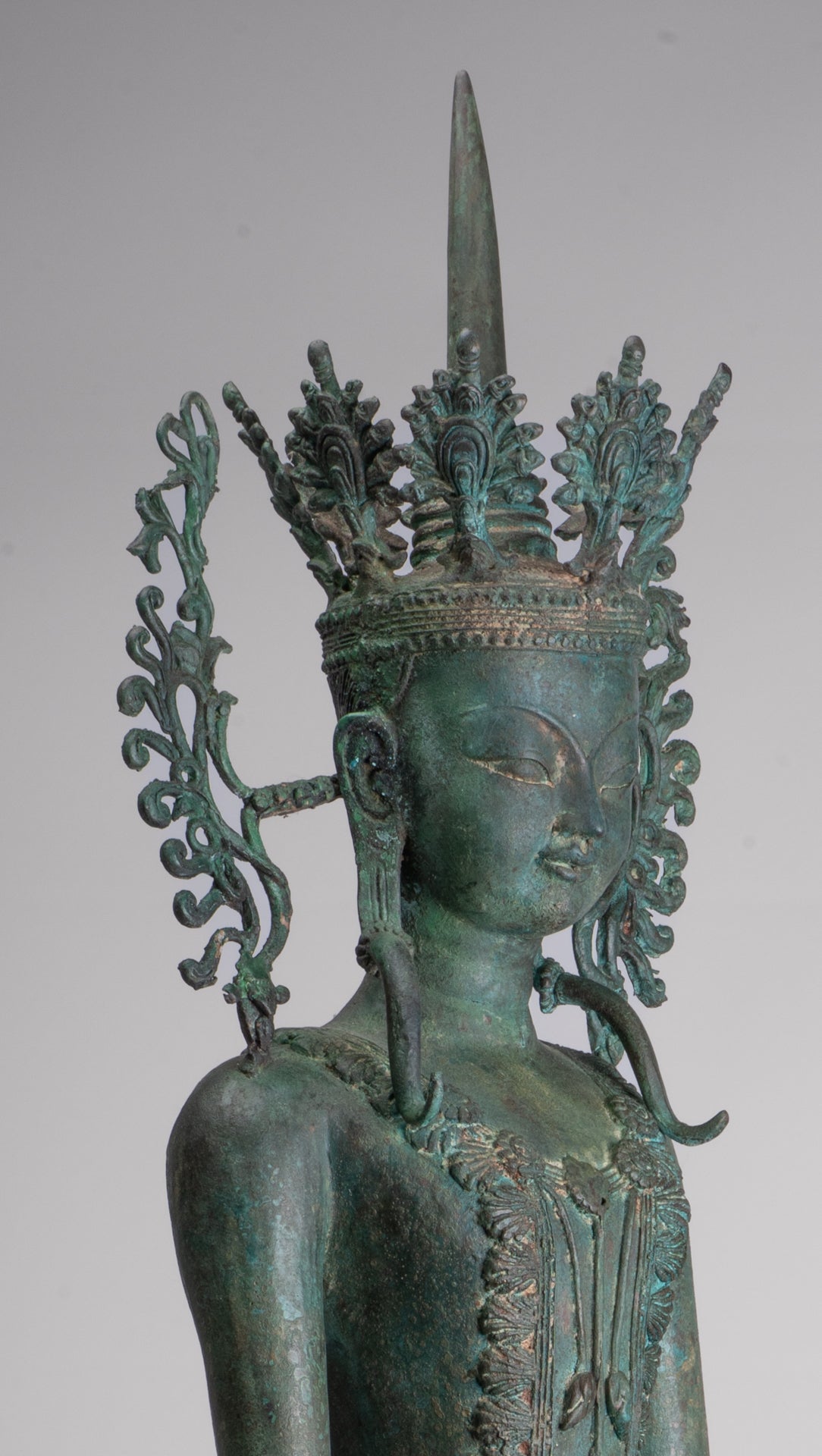 Large Buddha Statue - Antique Burmese Style Bronze Shan Enlightenment Seated Buddha Statue - 103cm/41"